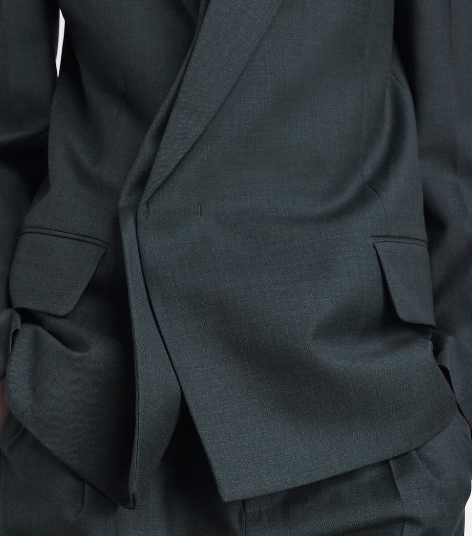 Victoria Beckham Womens Wool Layered Blazer Green Image 3