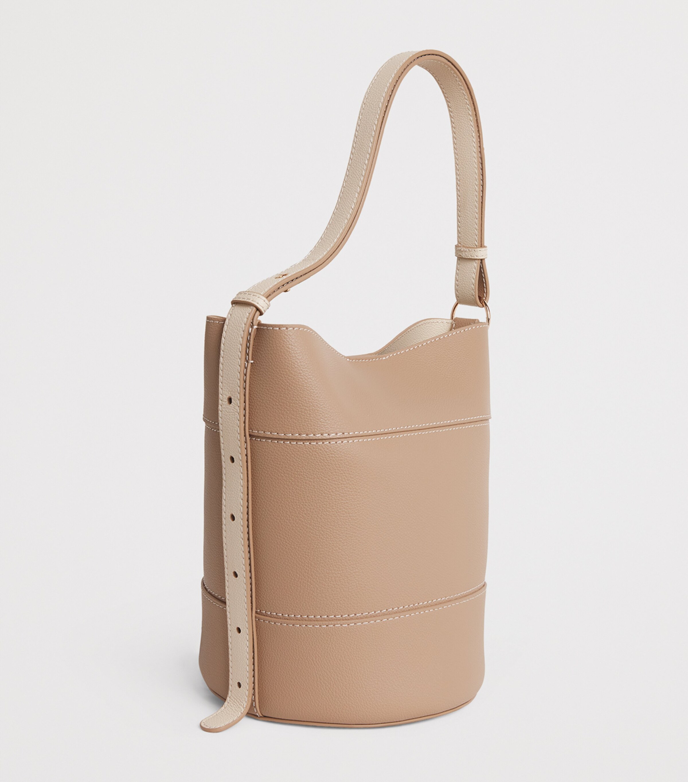 Claudie Pierlot Grained Leather Bucket Bag Beige Image 3