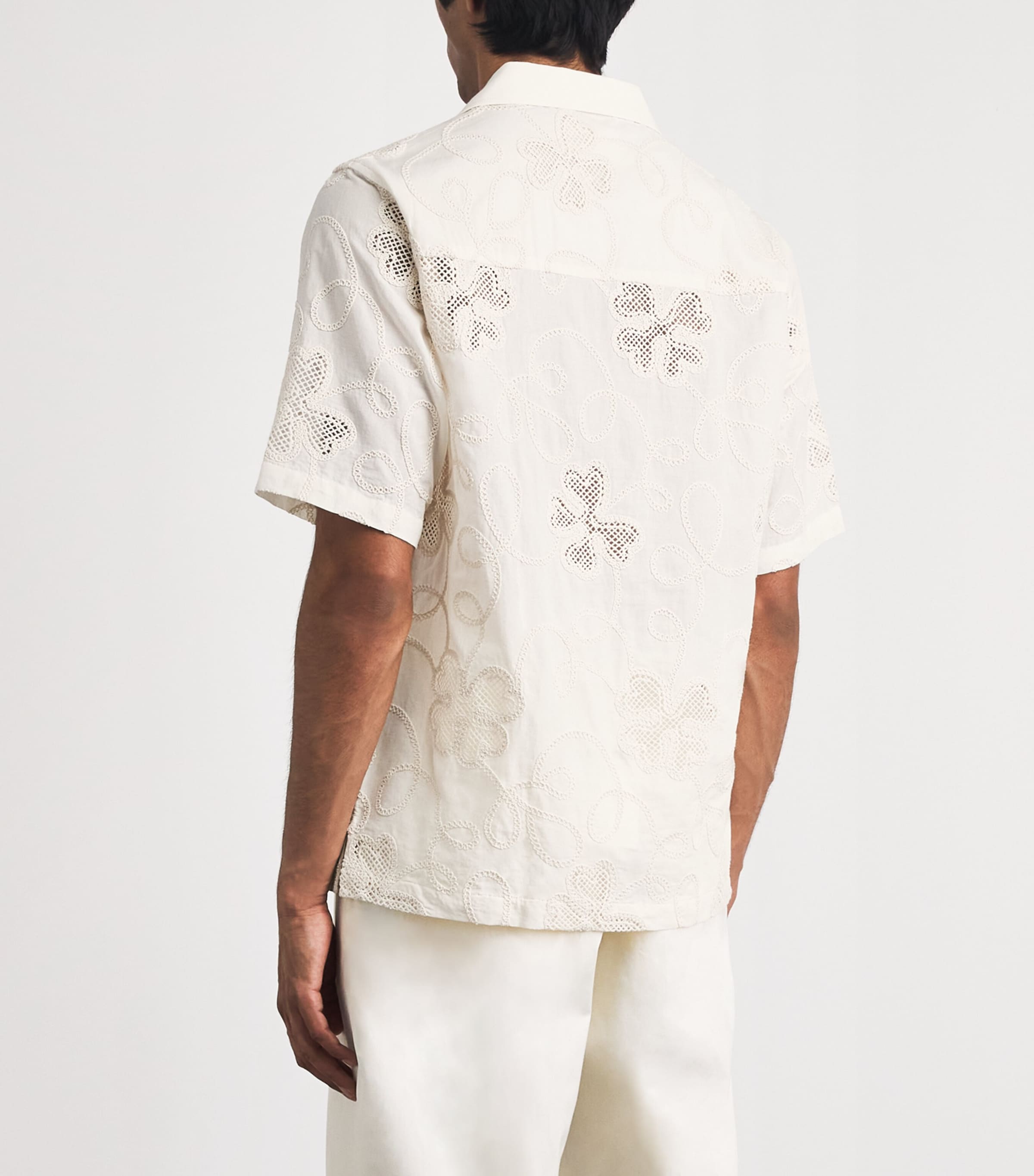 NN.07 Mens Organic Cotton Embroidered Ben Shirt Ivory Image 5