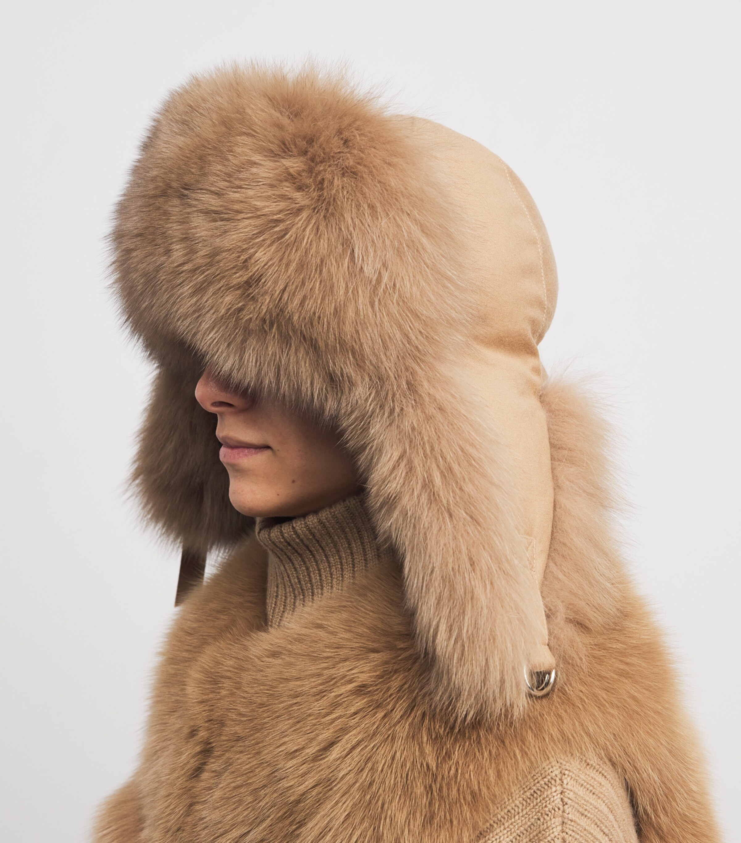 Yves Salomon Womens Fox Fur-Virgin Wool Chapka Hat Image 3