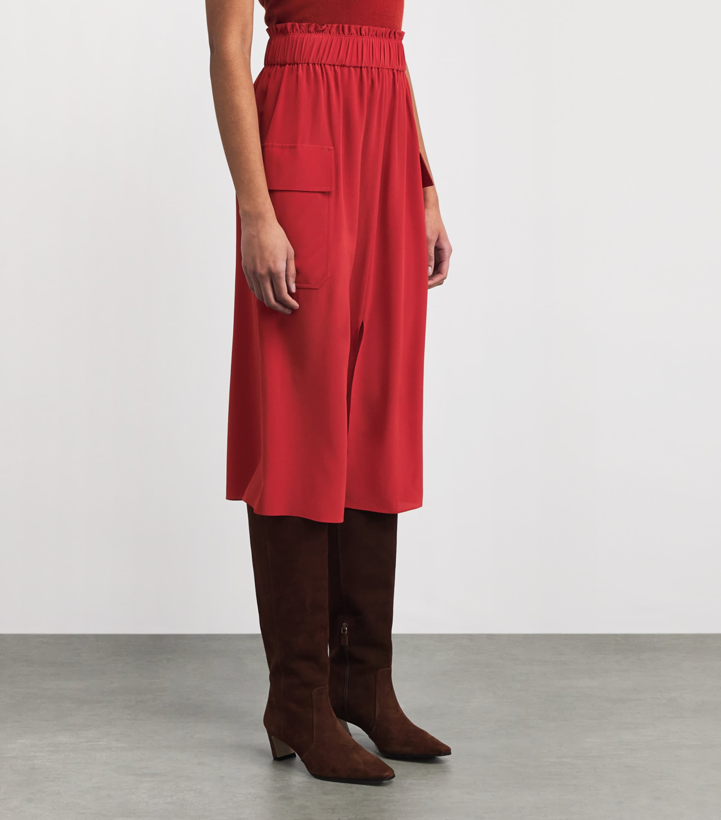 Joseph Womens Silk Charai Midi Skirt Spice Image 4