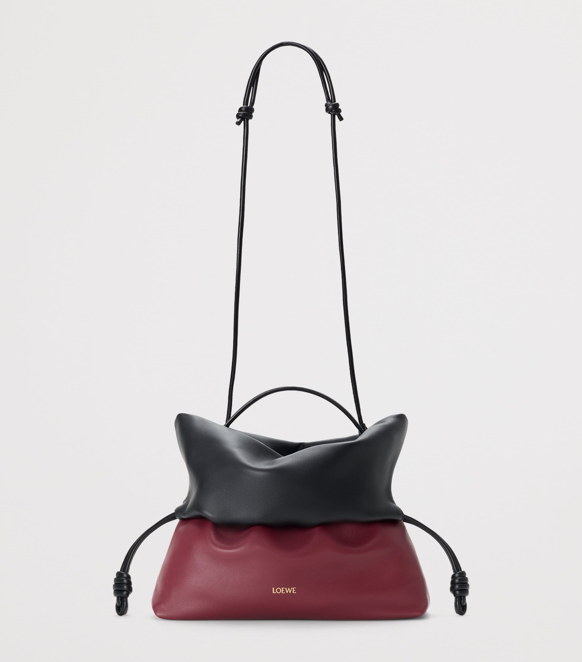 LOEWE Leather Flamenco Rolled Top-Handle Bag Black/copper Red Image 9
