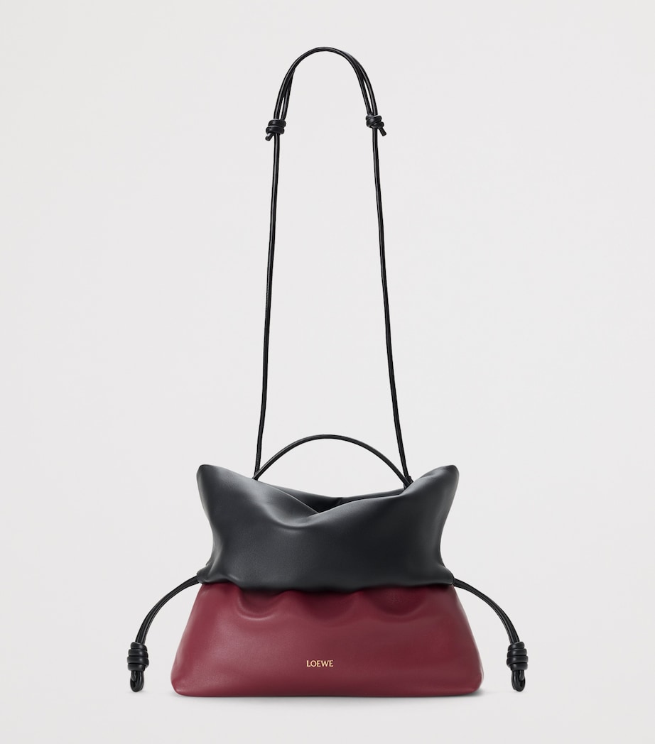 LOEWE Leather Flamenco Rolled Top-Handle Bag Black/copper Red Image 9