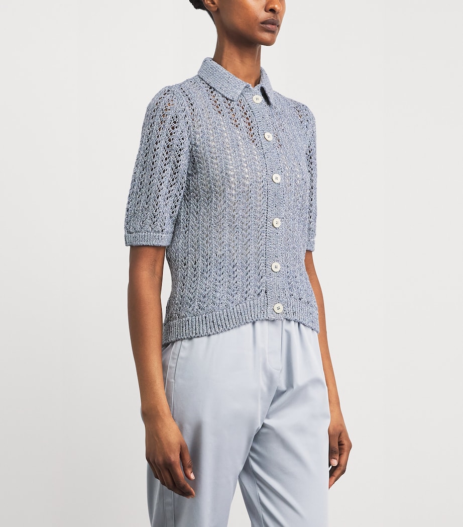 Eleventy Womens Linen-Cotton Cardigan Nuvola Image 4