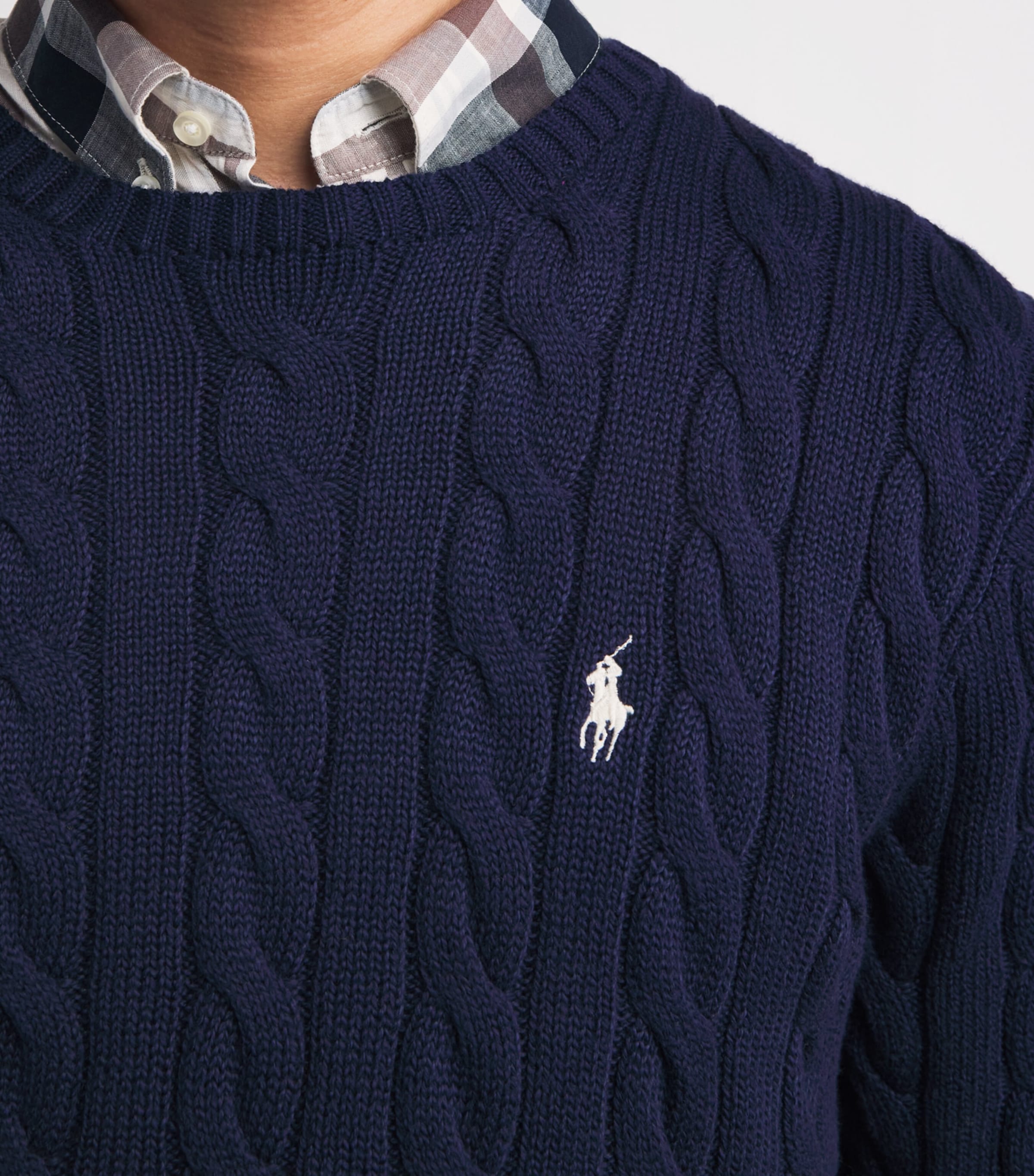 Polo Ralph Lauren Navy Cotton Cable-Knit Sweater | Harrods US