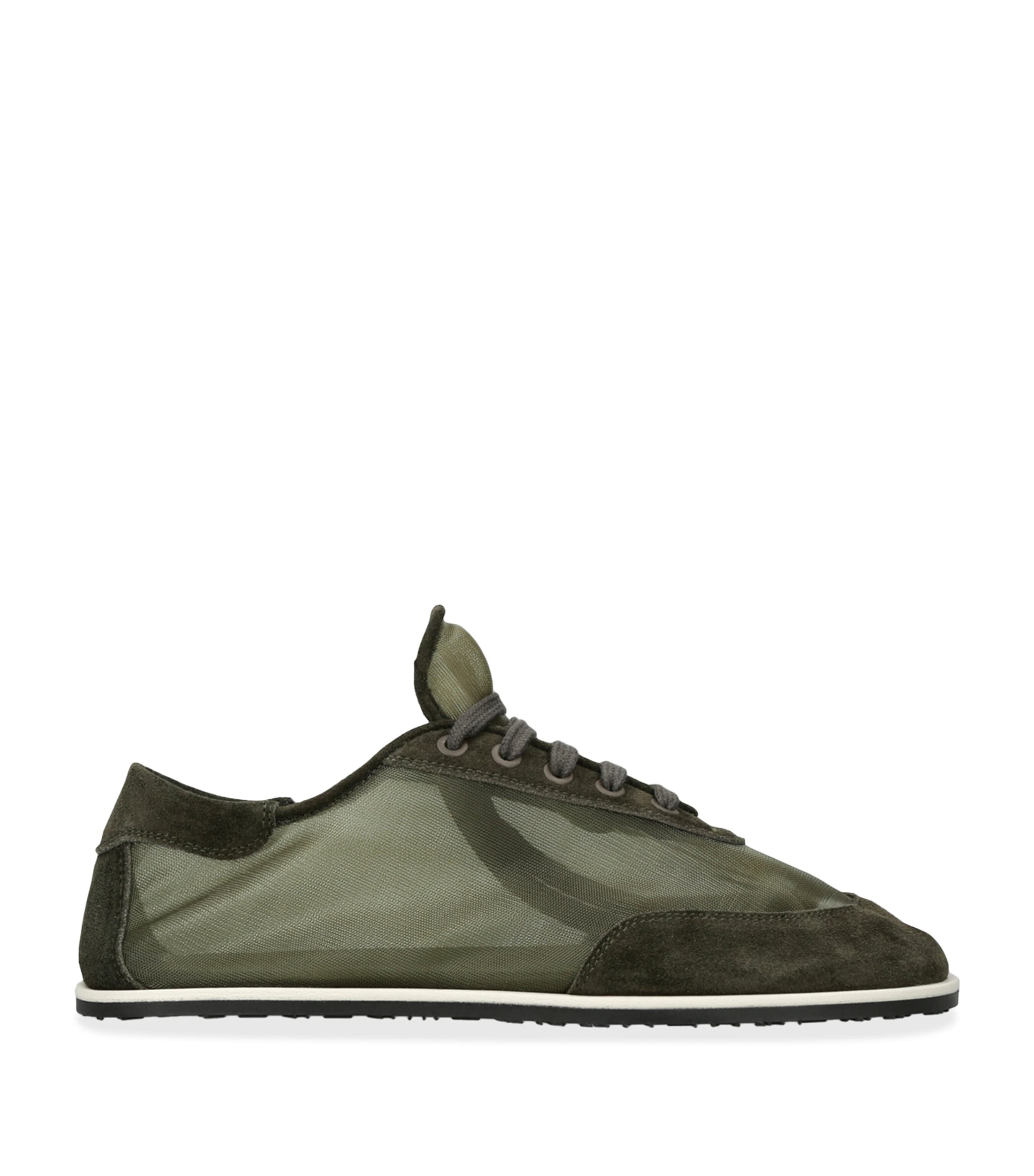 Mesh Lace-Up Sneakers KHAKI Image 1