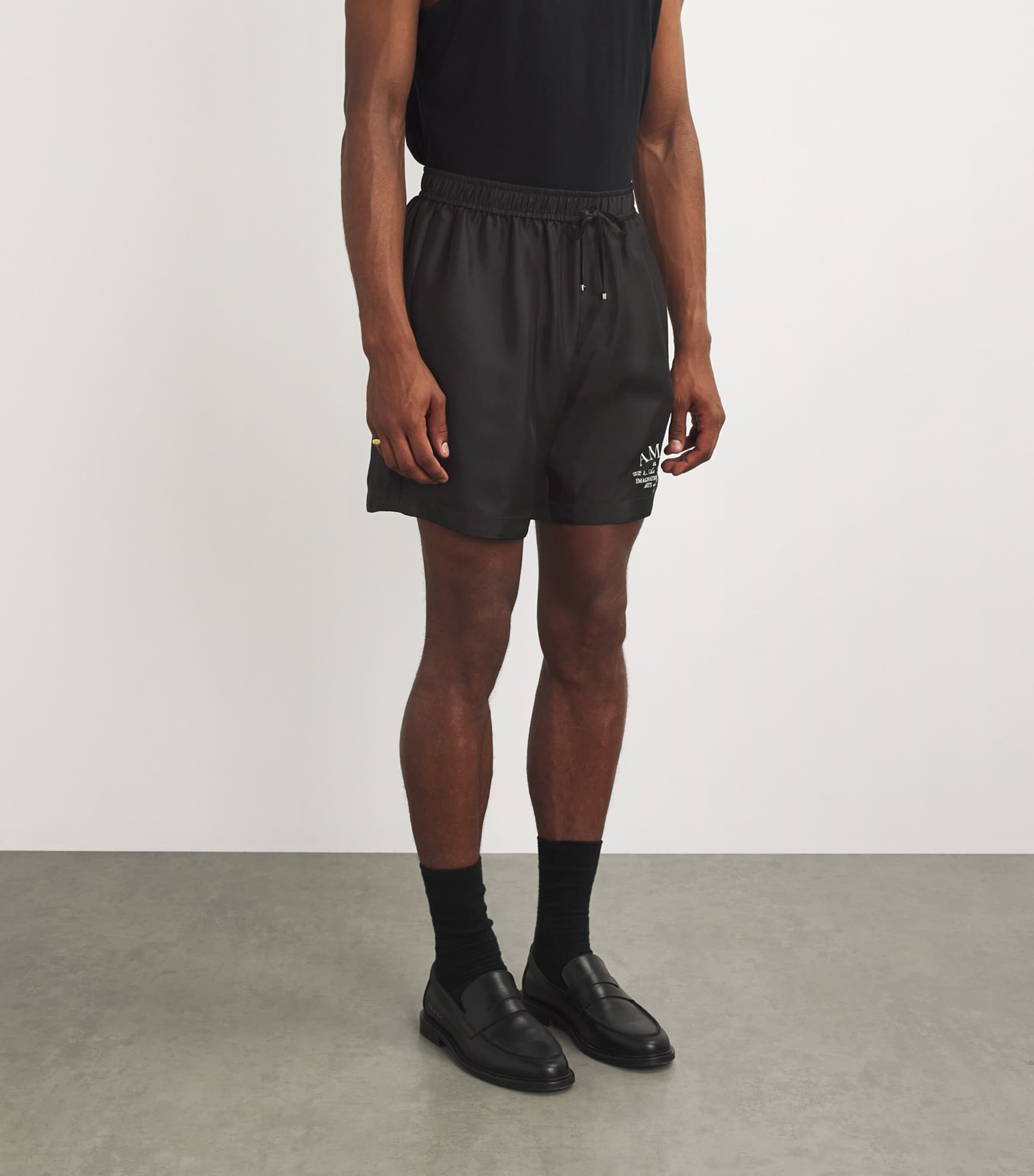 AMIRI Mens Silk Logo Shorts Black Image 3