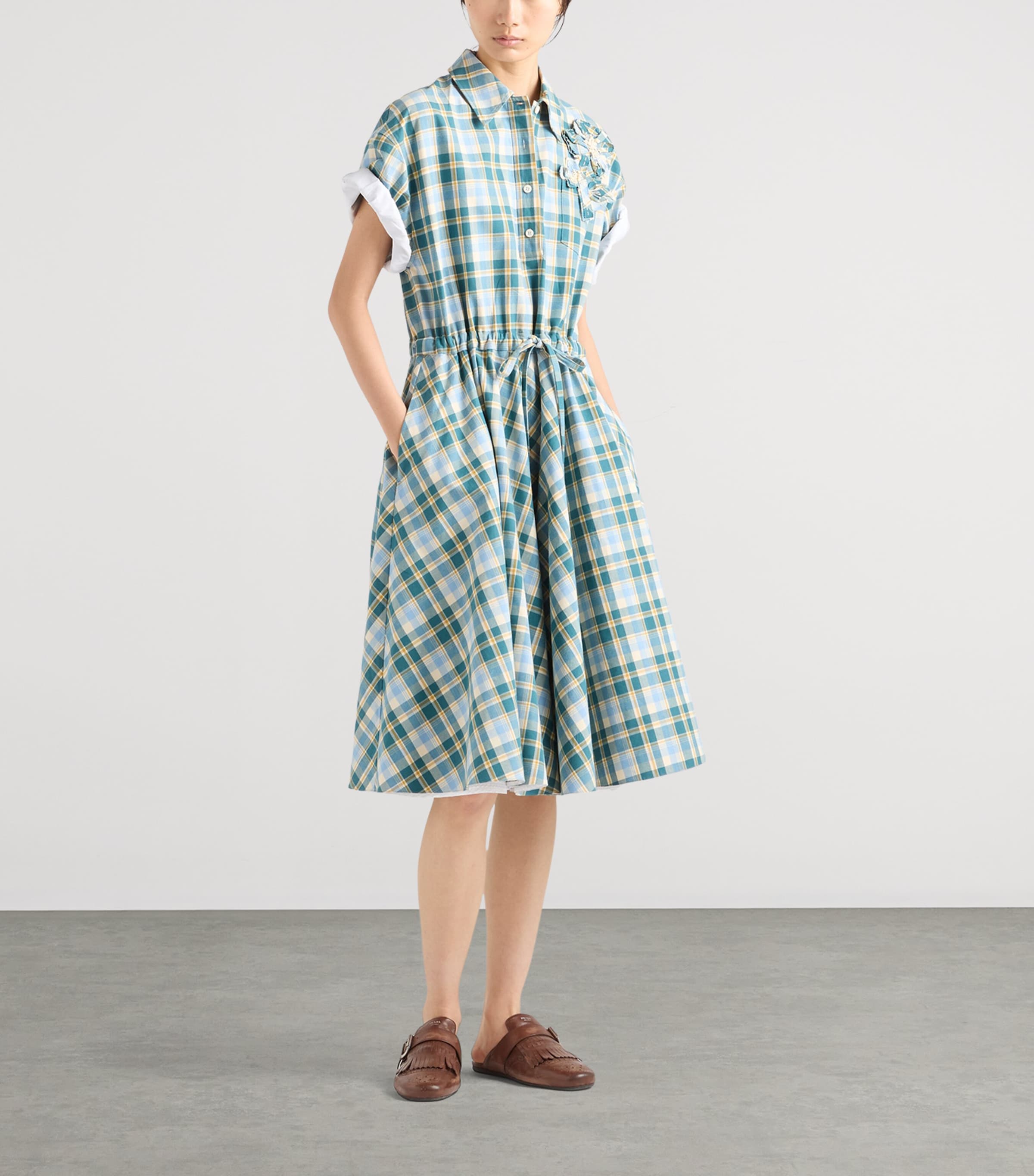Prada Womens Cotton Check Shirt Dress Image 2