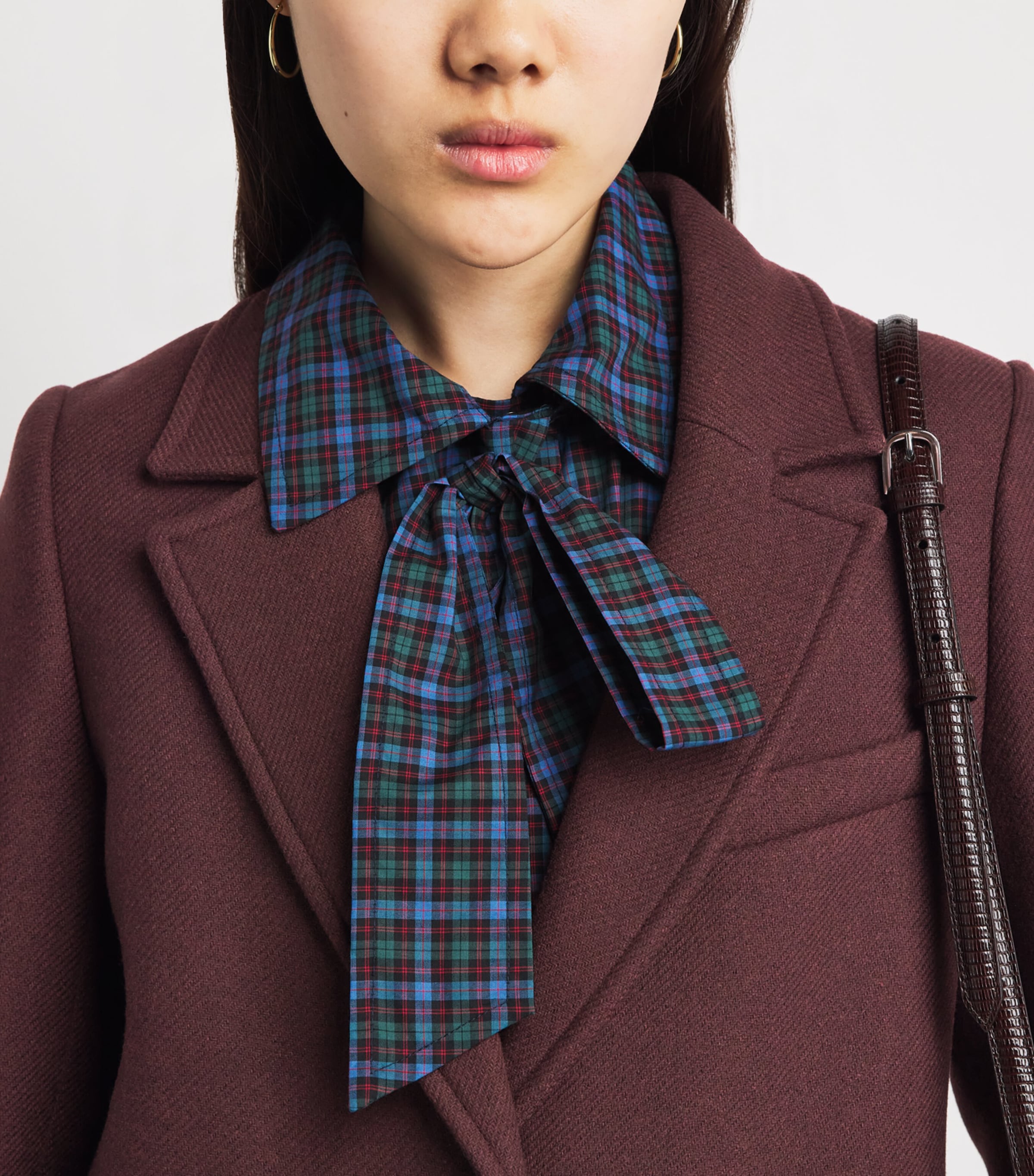 Claudie Pierlot Womens Wool-Blend Long Coat Burgundy Image 3