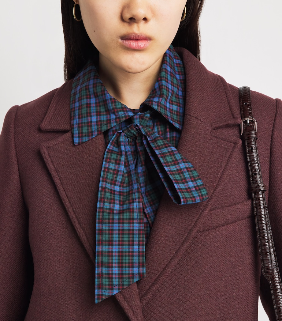 Claudie Pierlot Womens Wool-Blend Long Coat Burgundy Image 3