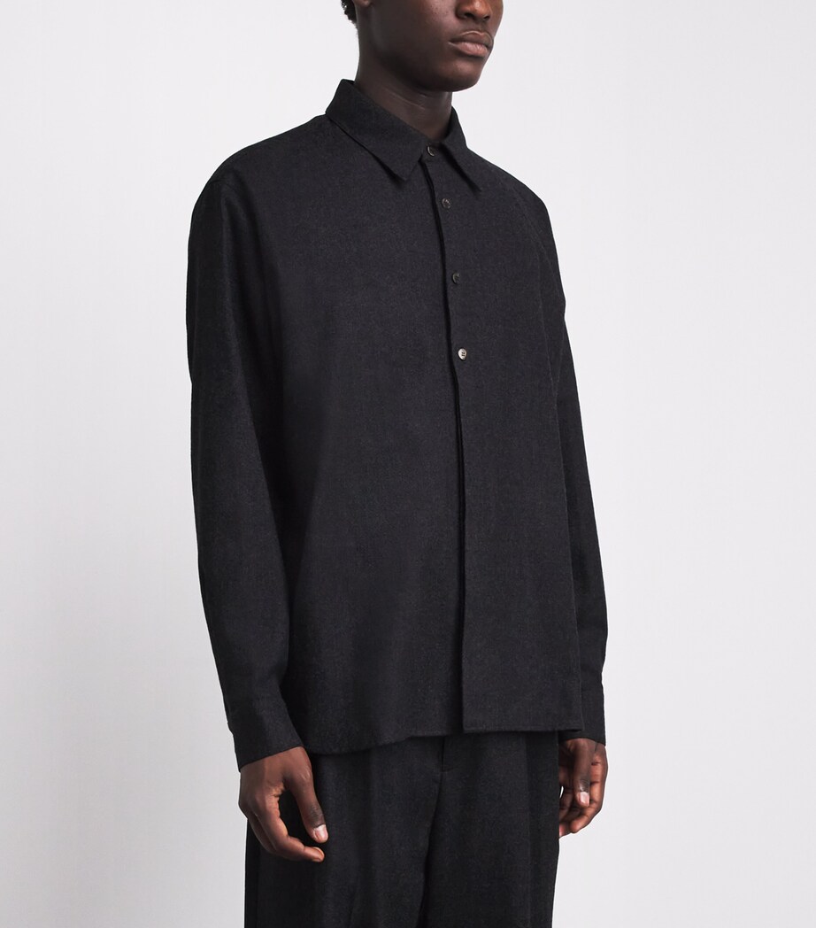 Le 17 Septembre Mens Wool Half-Placket Overshirt Charcoal Image 4