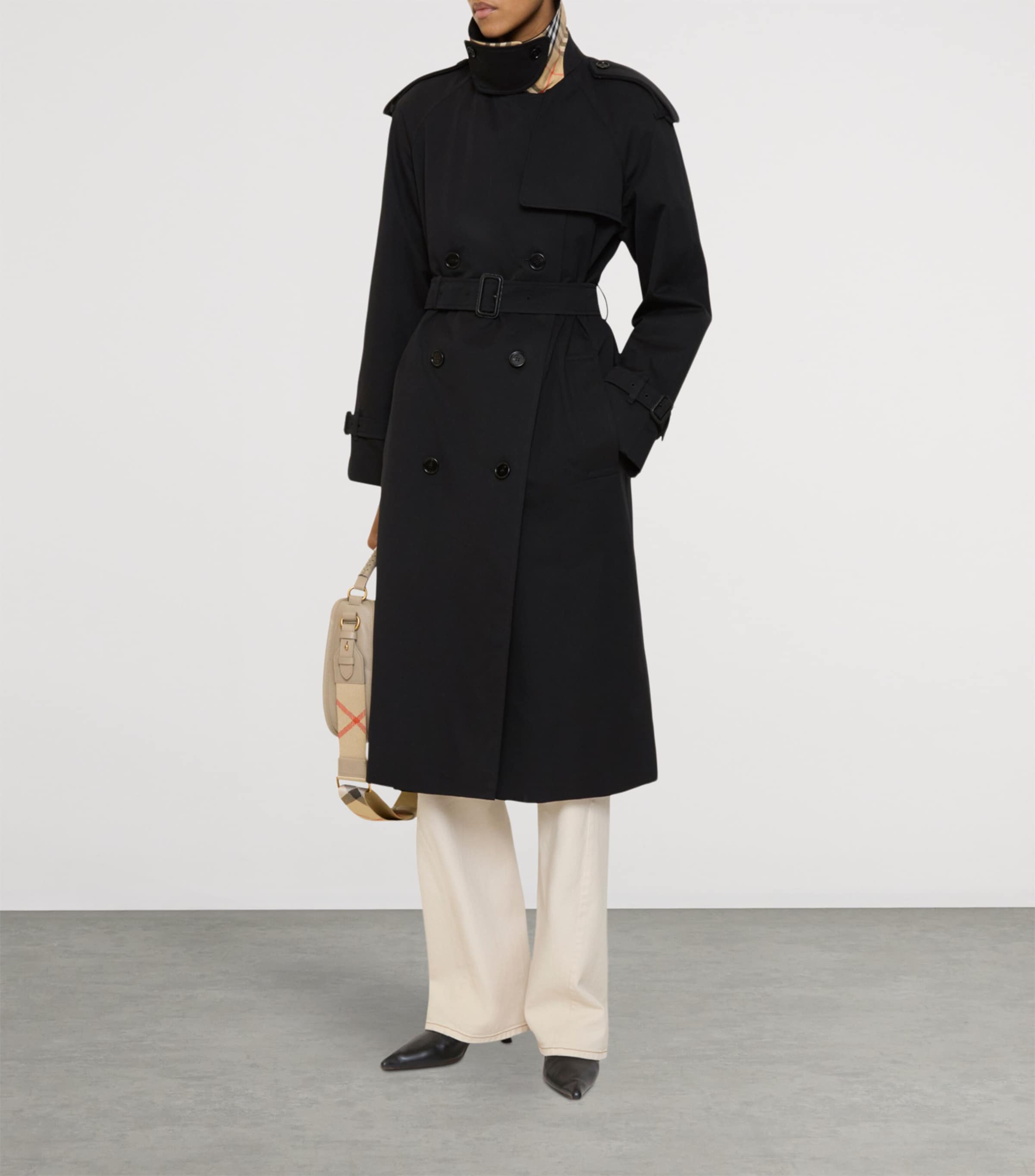 Burberry Black Long Castleford Trench Coat | Harrods US