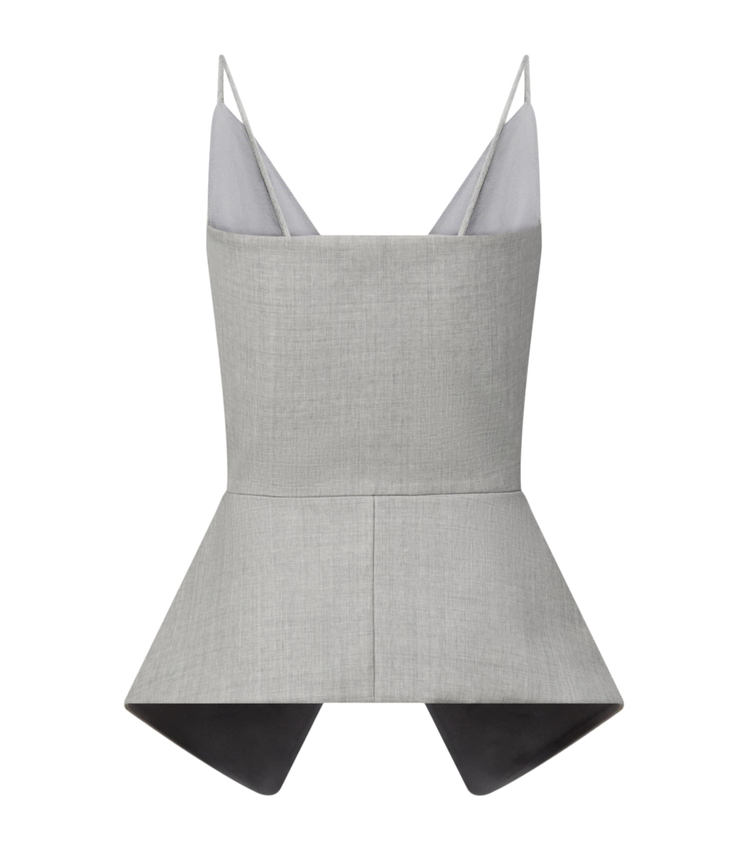 LOUIS VUITTON Womens Wool Tailored Peplum Top Grey Image 2