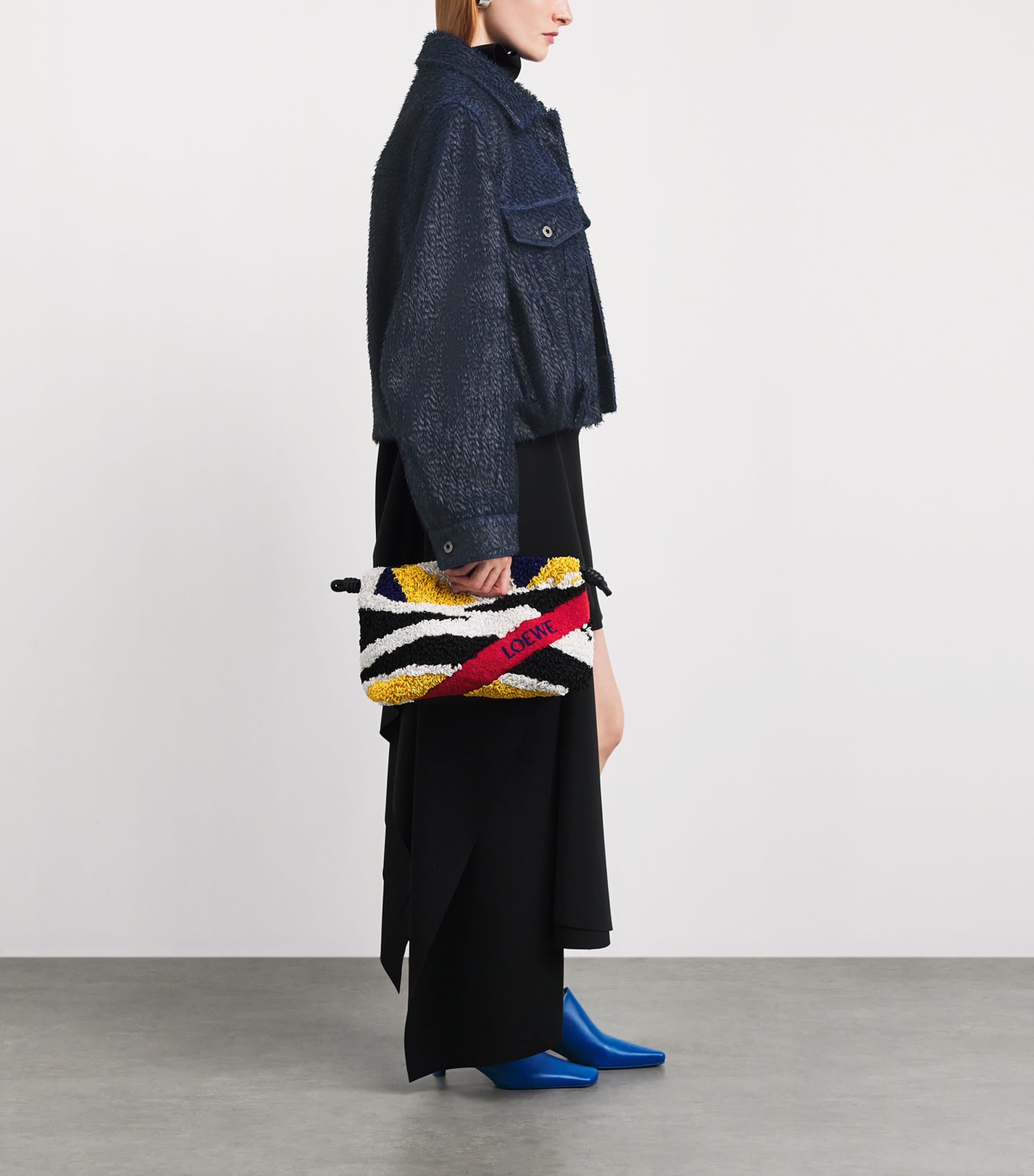 LOEWE Womens Lamb Leather Jacket Dark Blue Image 2