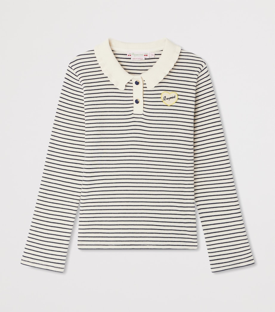 Cotton Stripe Polo Shirt (4-8 Years) RAYURES MARINE Image 3
