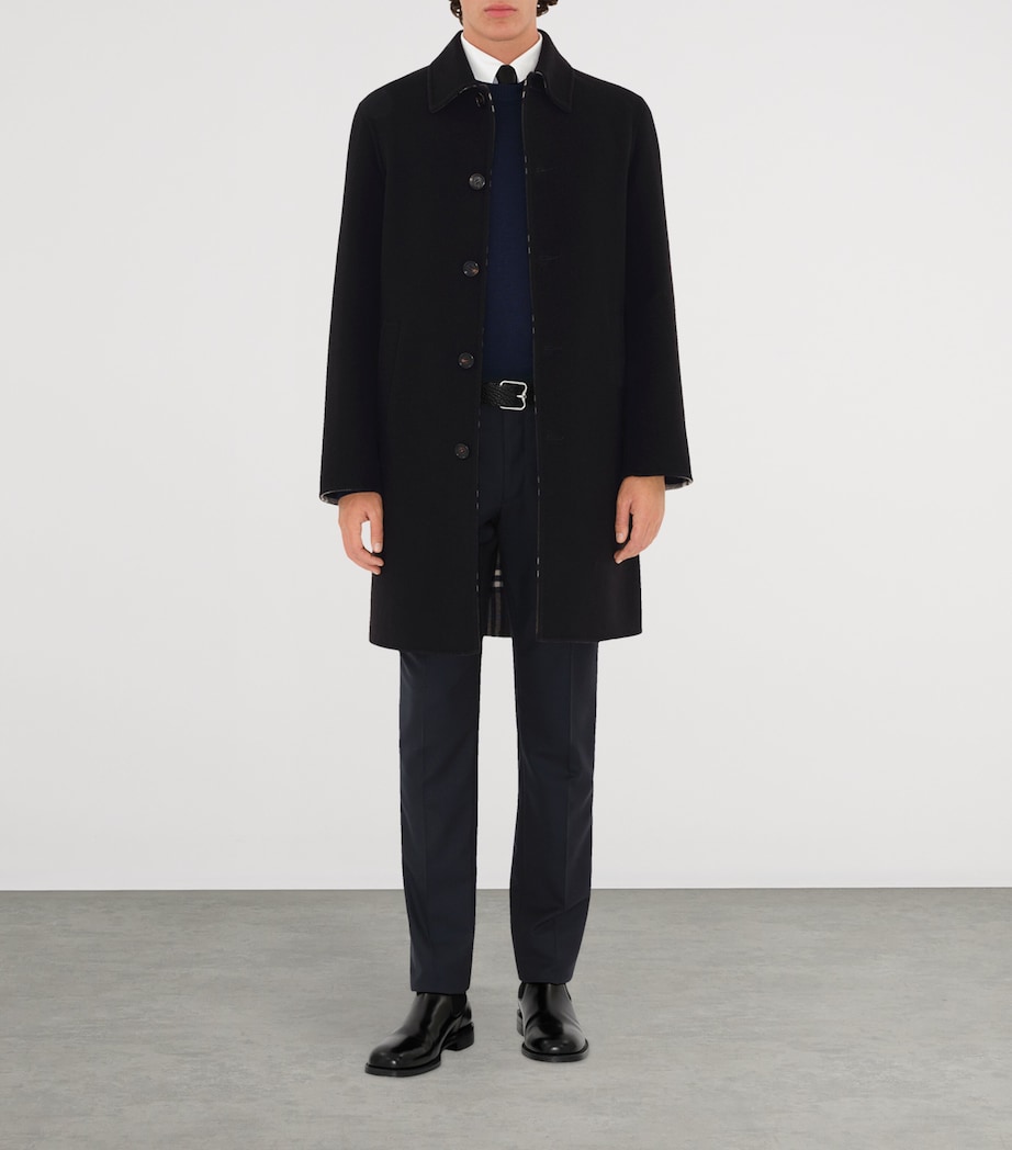 Wool Mid-Length Car Coat BLACK/SNUG IP CHECK Image 2