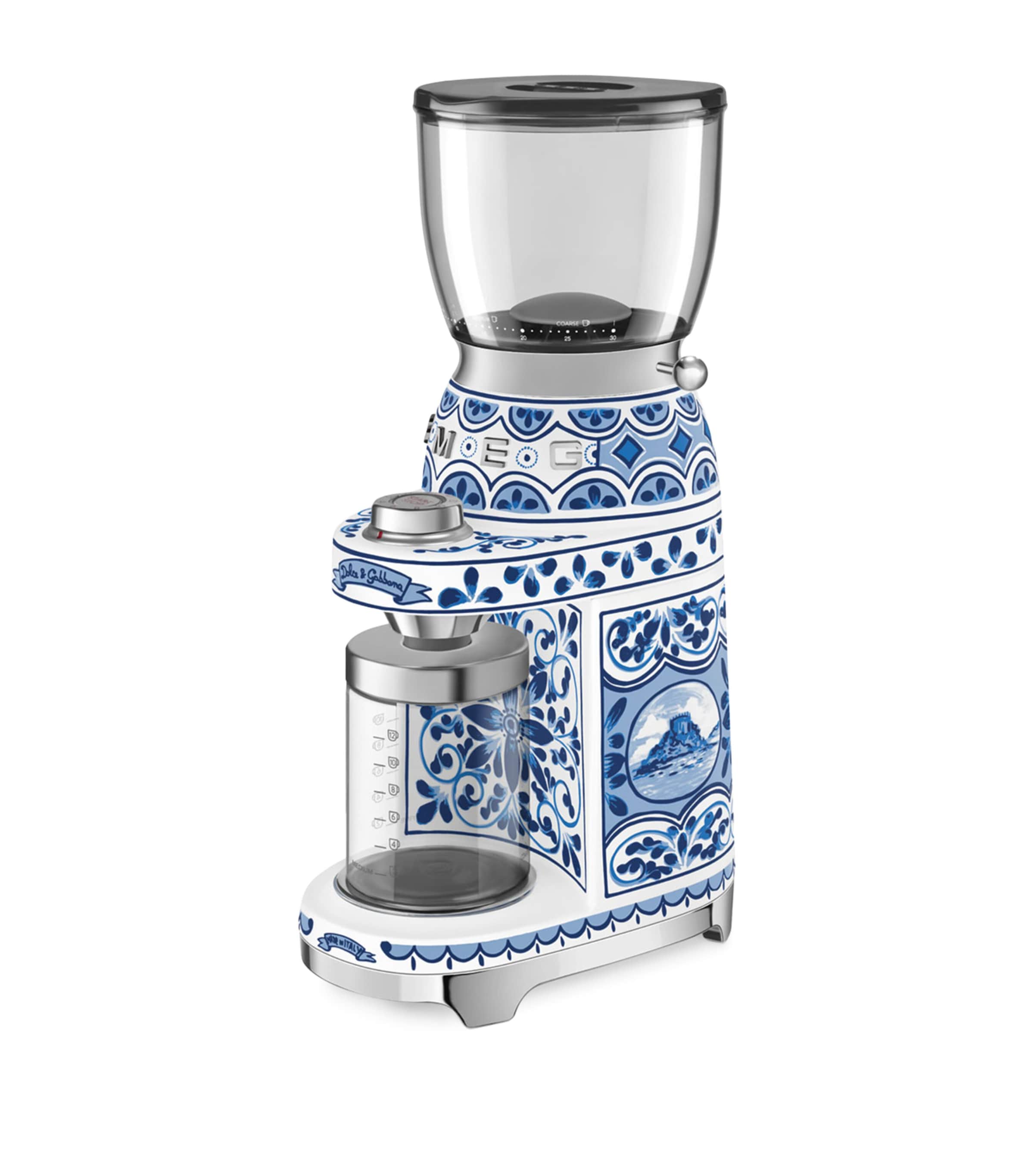 Smeg x Dolce & Gabbana Blu Mediterraneo Coffee Grinder White & Blue Image 3