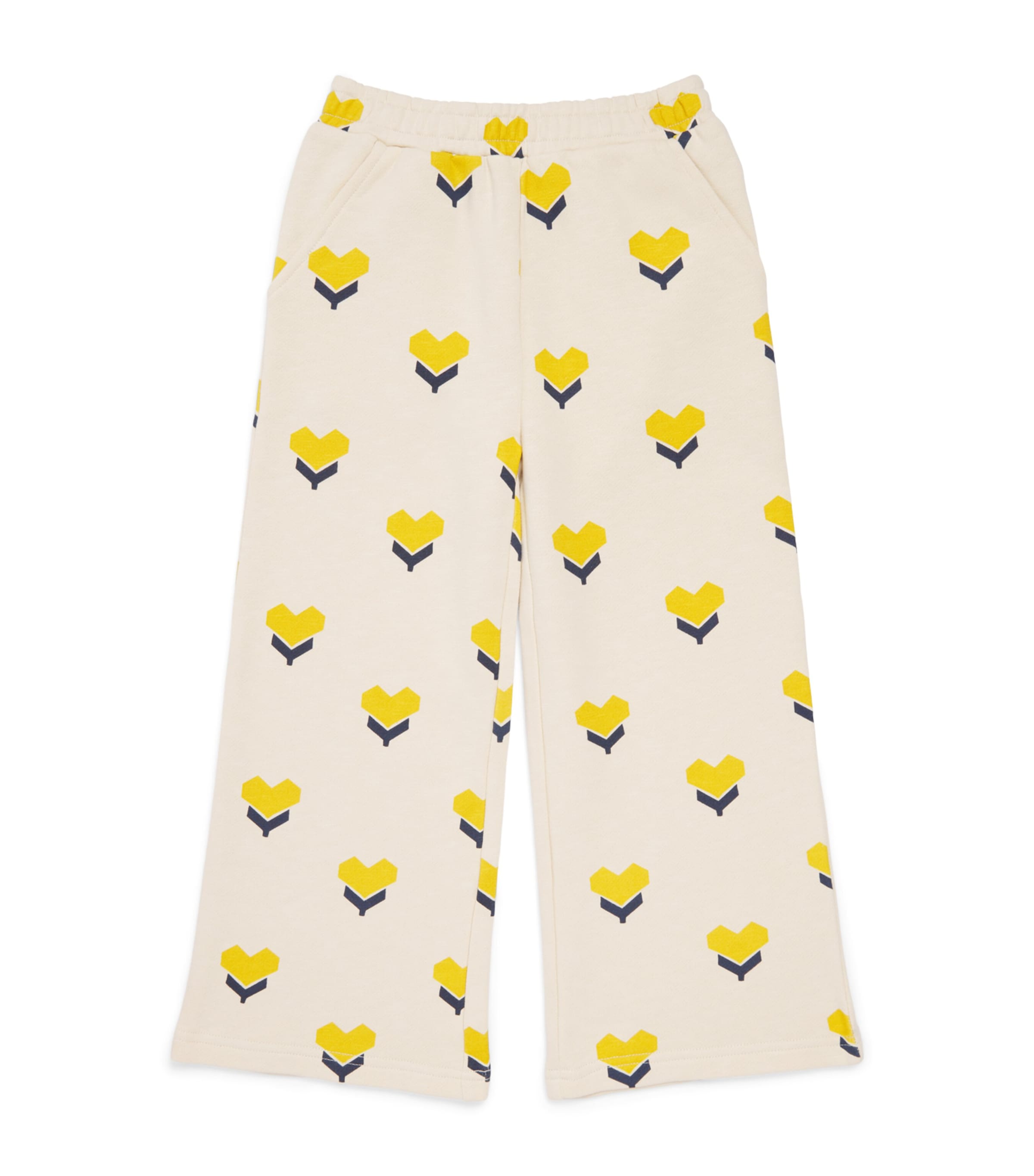 Bonton Heart Print Sweatpants (2-14 Years) Coeur Flower Image 1