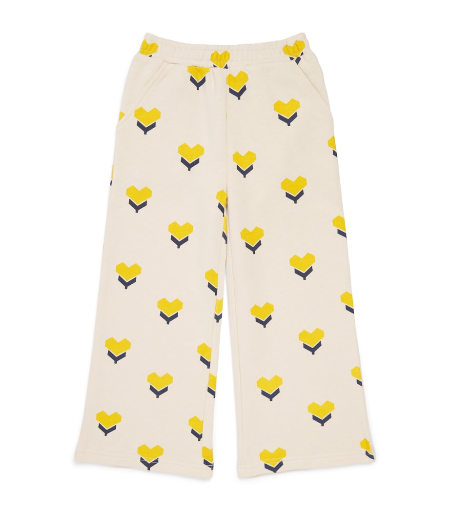 Bonton Heart Print Sweatpants (2-14 Years) Coeur Flower Image 1