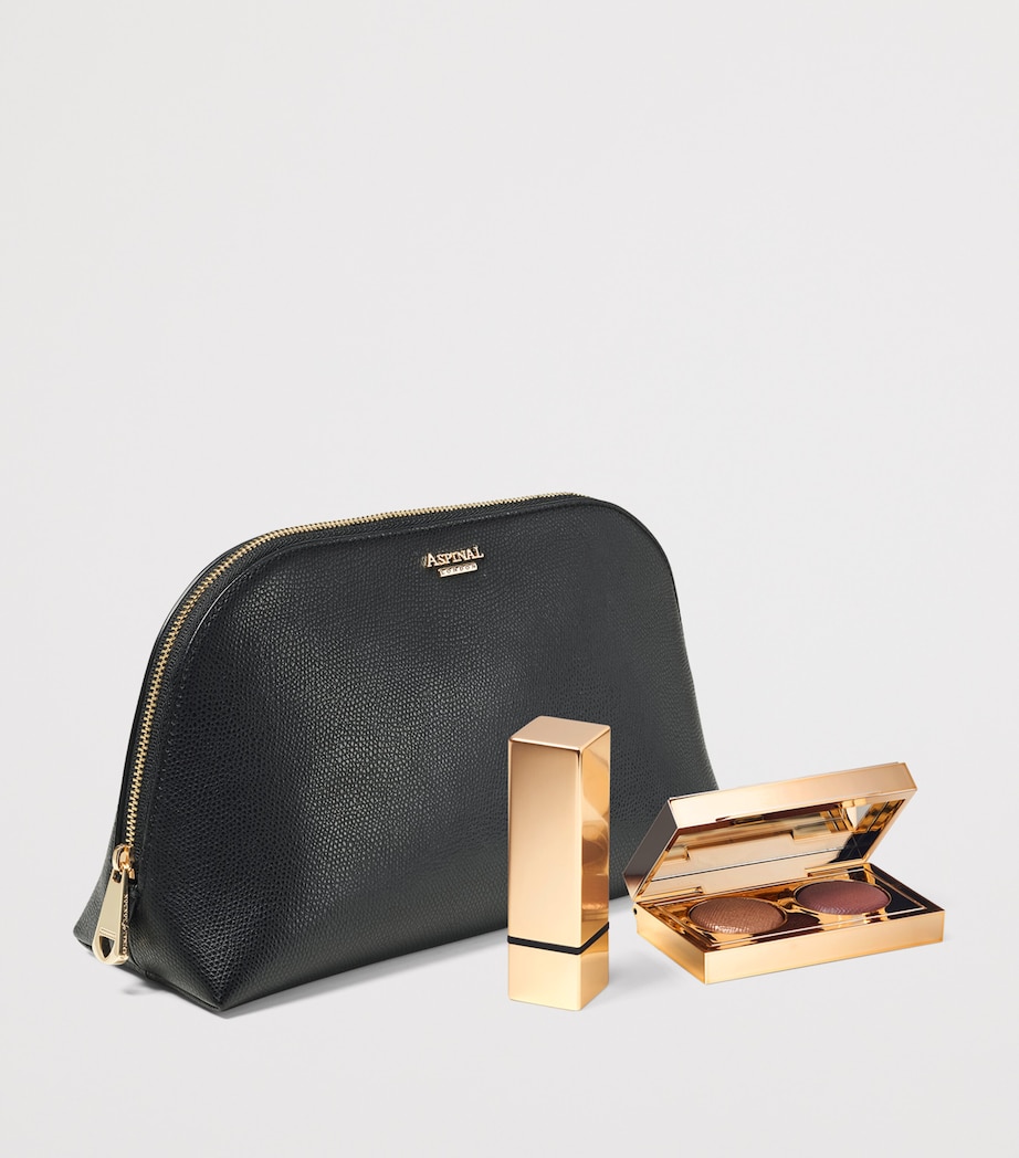 Small Leather Cosmetic Case BLACK Image 3