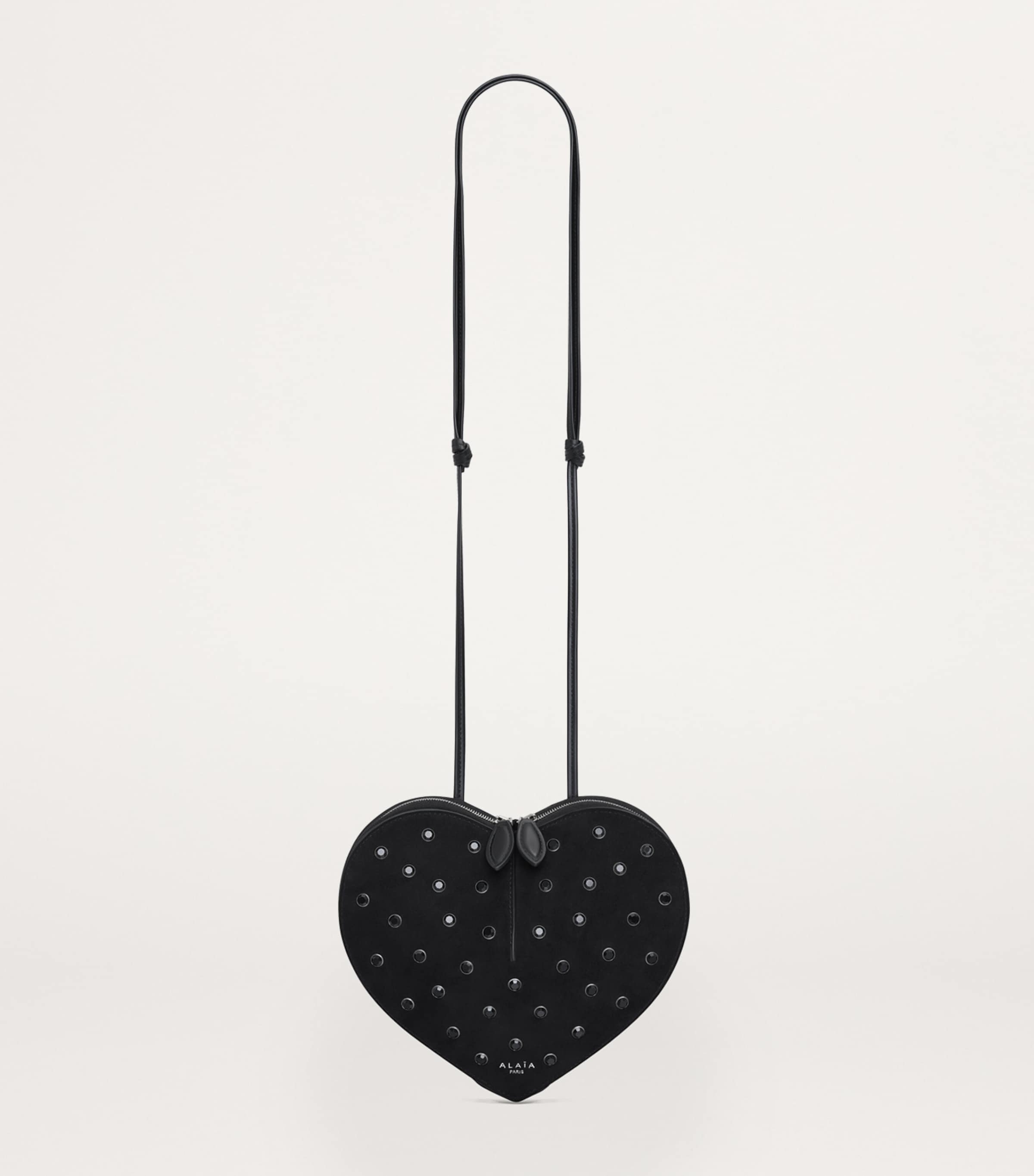 Suede Embellished Le Coeur Shoulder Bag NOIR Image 2