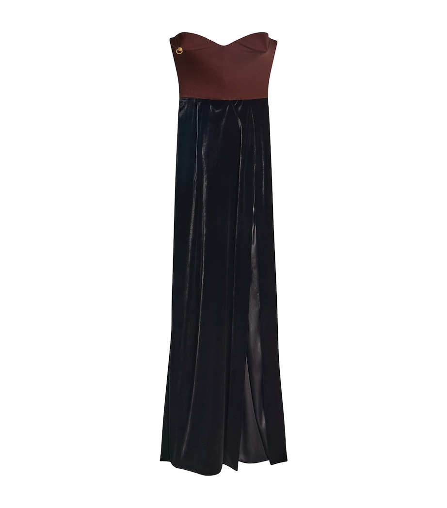 Schiaparelli Womens Adaptable Two-Tone Maxi Dress Brown / Black Image 1