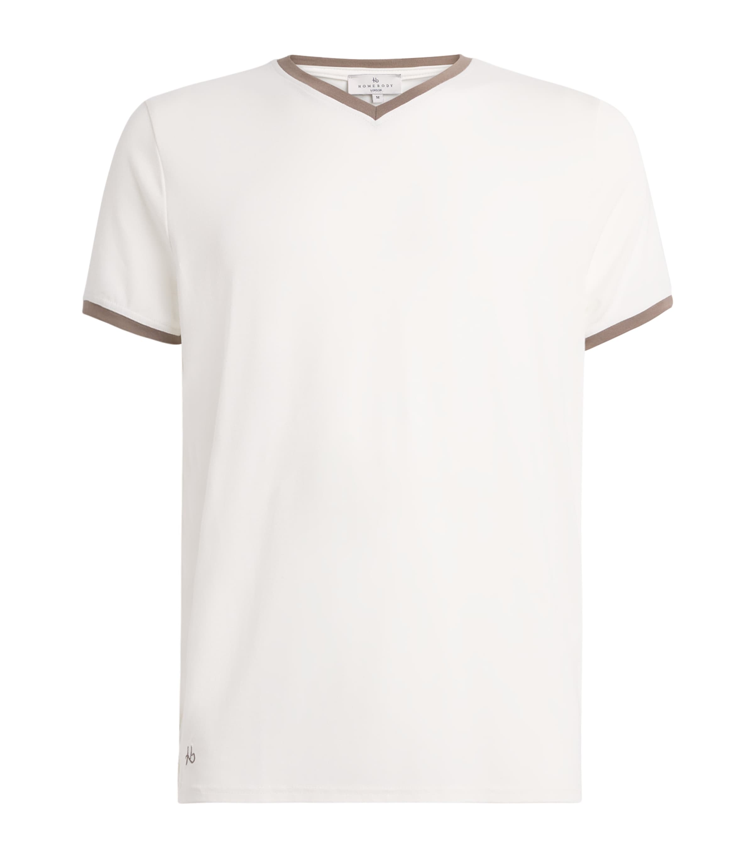 Contrast Trim V-Neck Lounge T-Shirt CALU CALICO/ UMBER Image 1