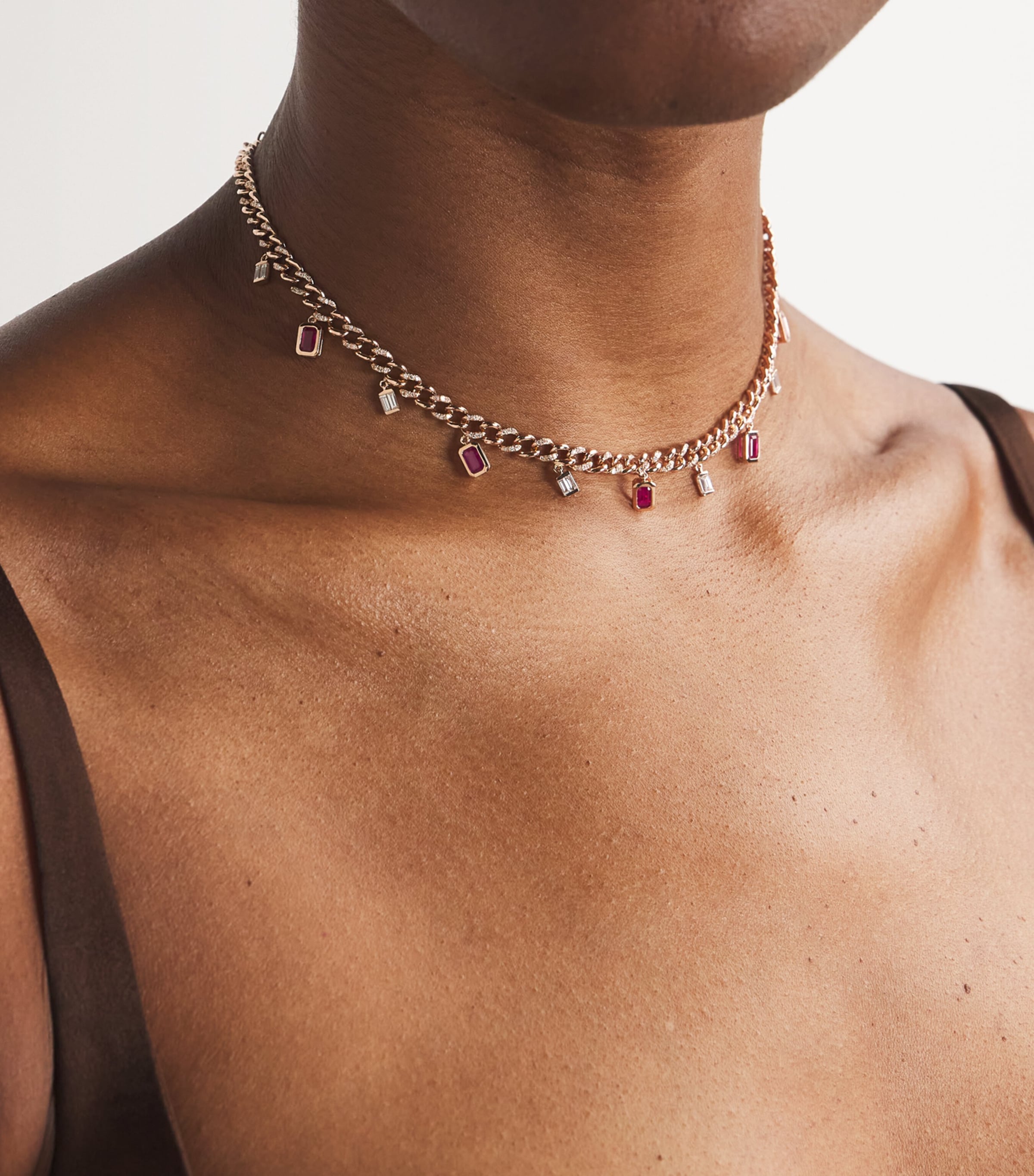 Rose Gold, Diamond and Ruby Link Choker ROSE GOLD Image 2