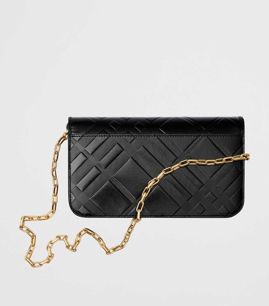 Burberry Check-Embossed Leather Chain Strap Wallet Black Image 5