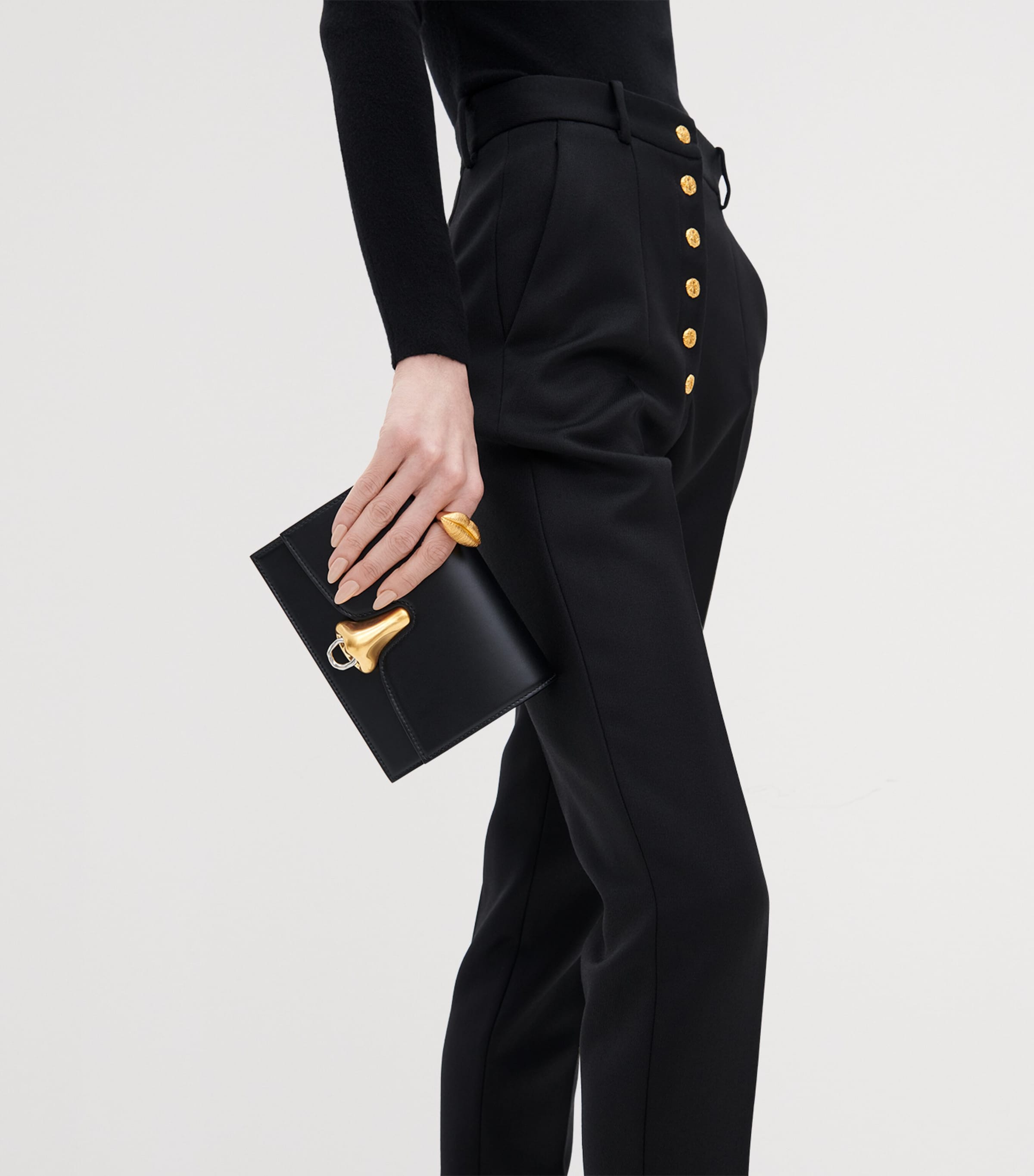 Schiaparelli Womens Virgin Wool Slim Trousers Black Image 3