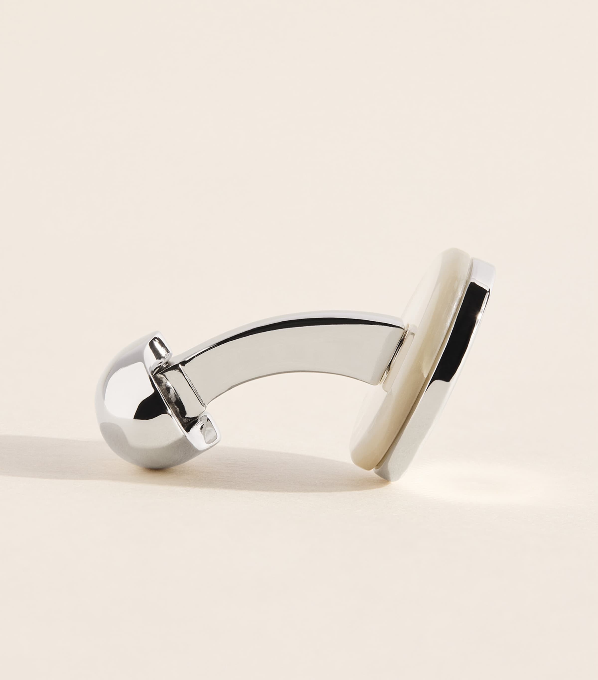 Babette Wasserman Rhodium-Plated Tiger’s Eye Tourbillon Cufflinks Mother Of Pearl Image 5