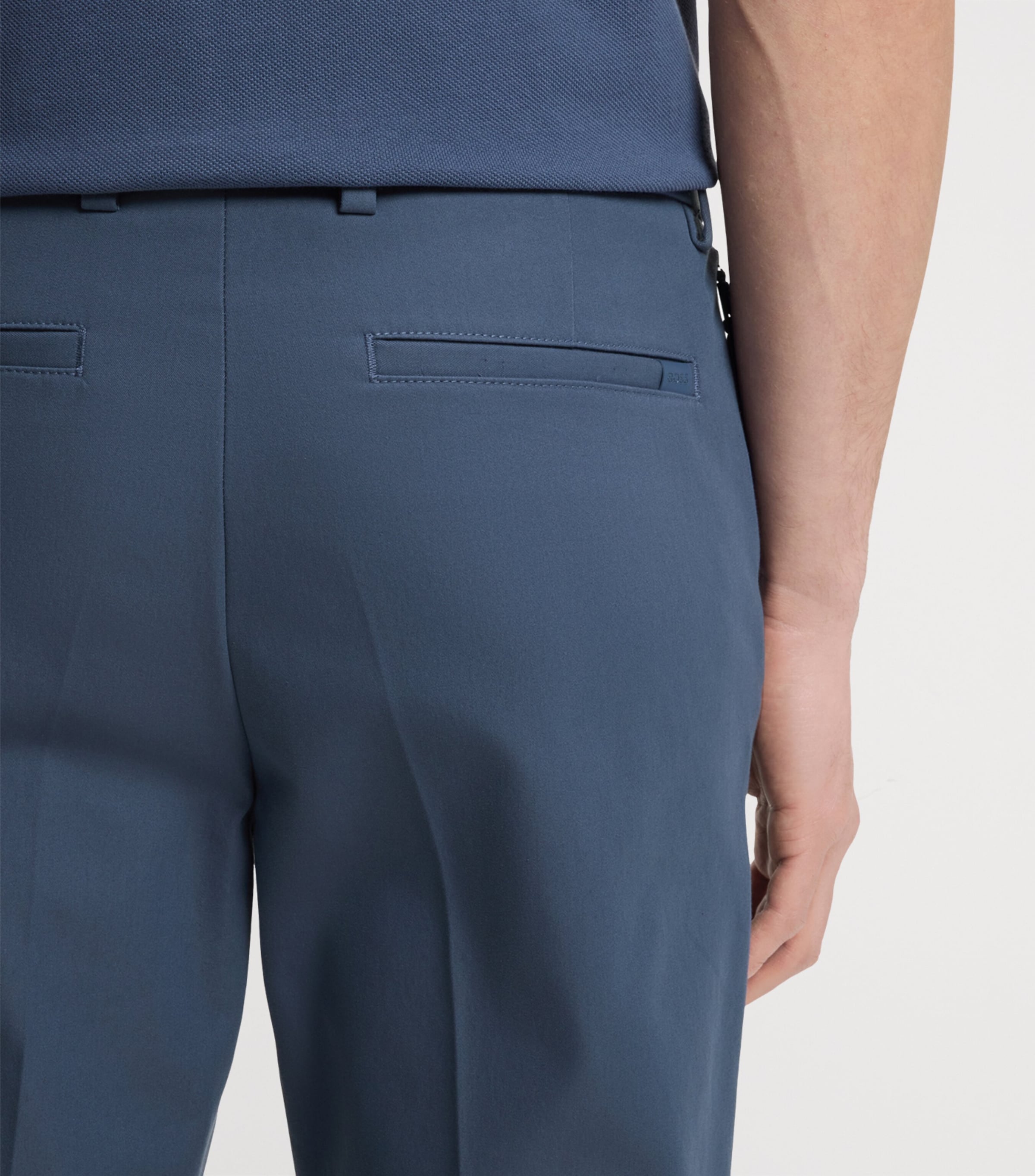 BOSS Mens Cotton-Blend Slim Trousers Image 6