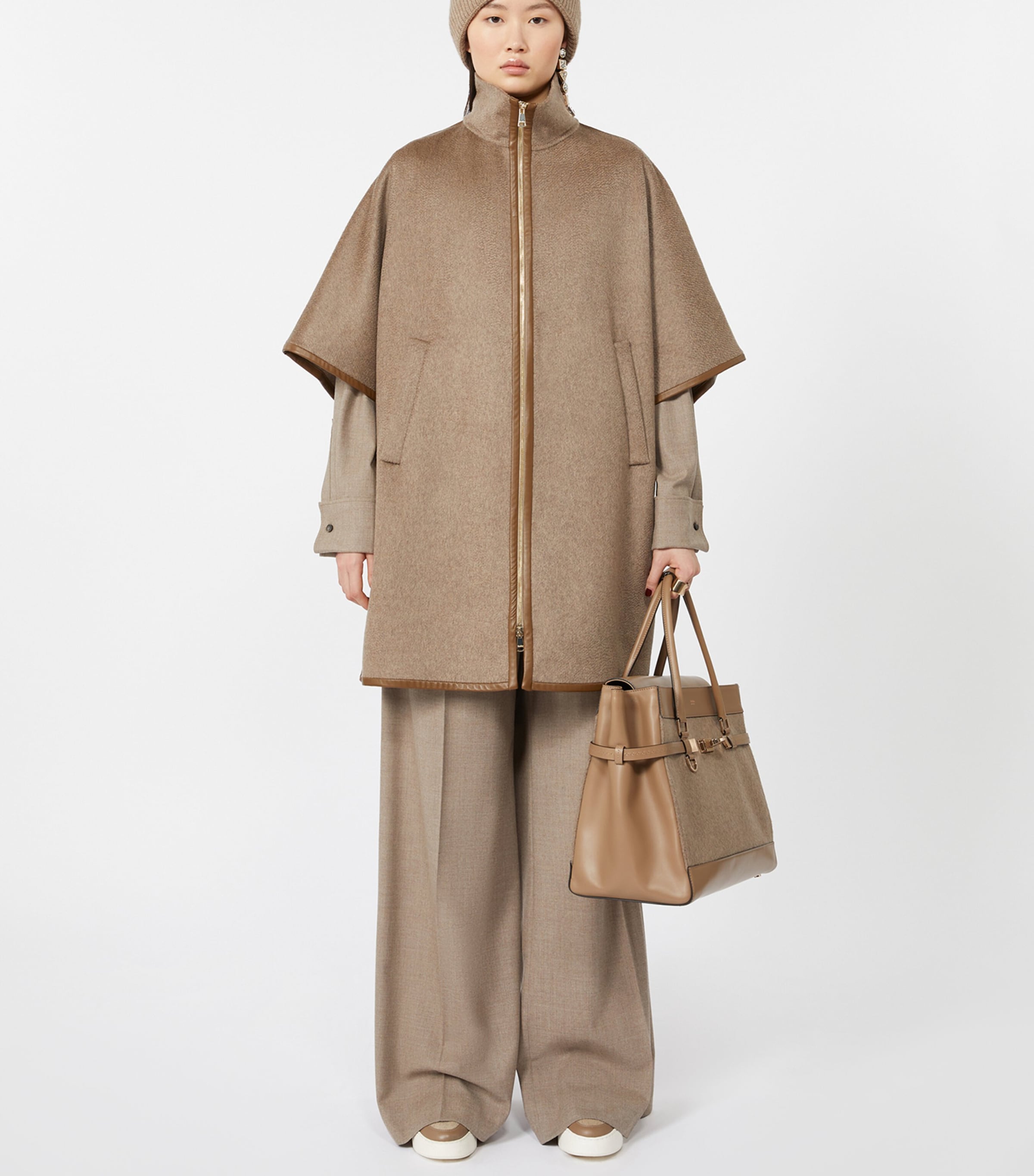 Large Cashmere Margaux Top-Handle Bag BROWN Image 2