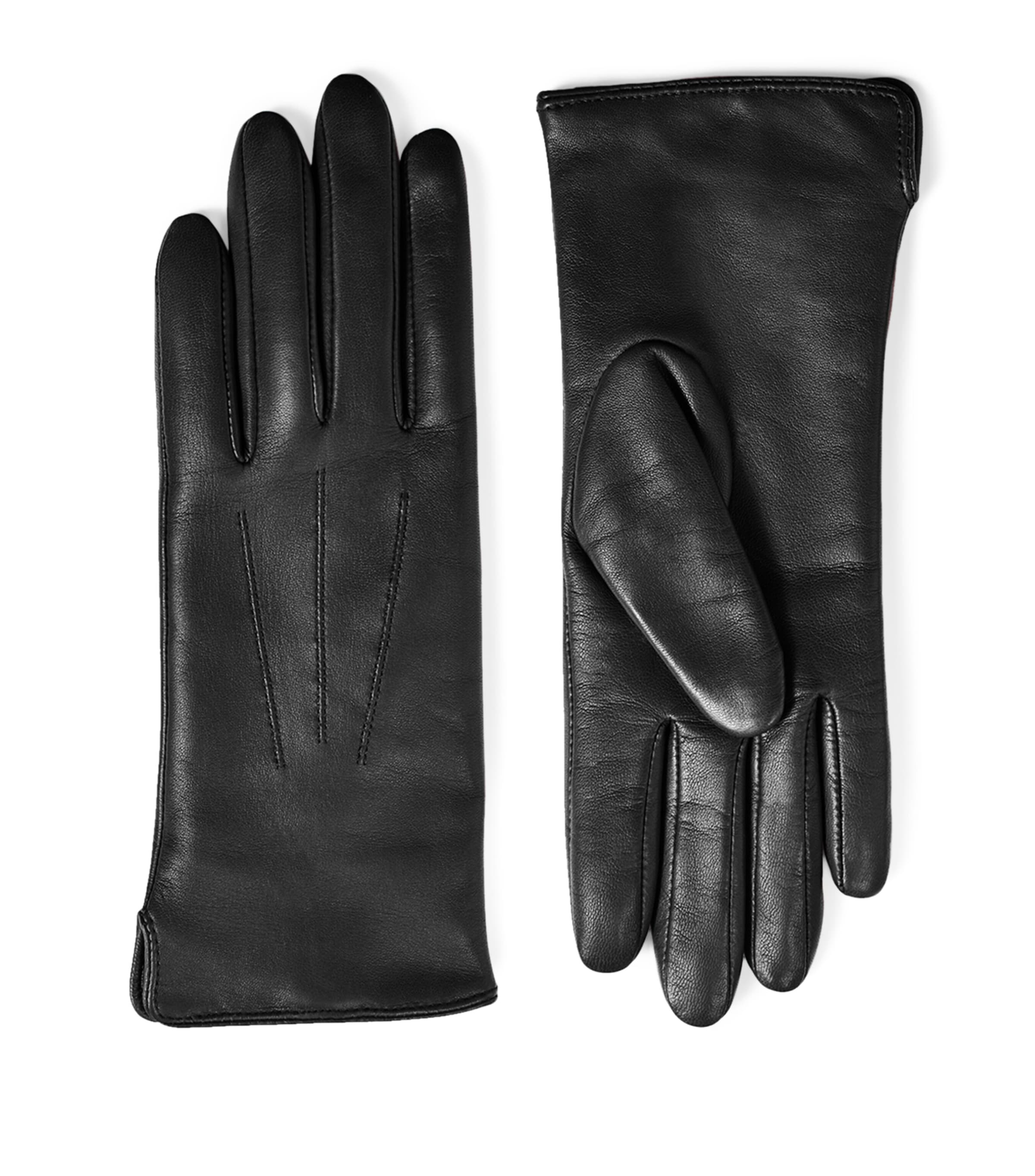 Women's Wool-Cashmere Lined Leather Gloves (Medium) BLACK Image 3