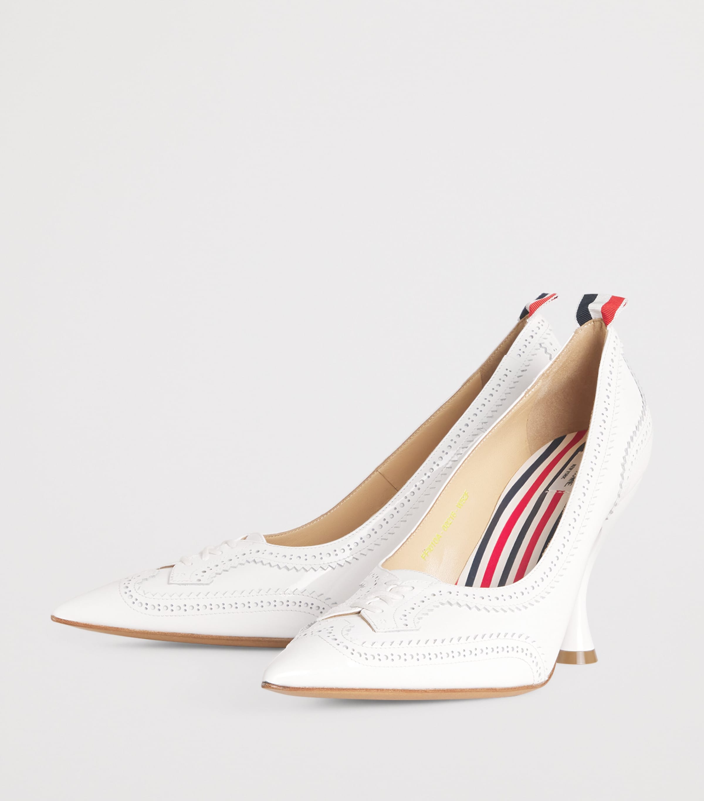 Thom Browne Patent Leather Wingtip Pumps 90 White Image 2