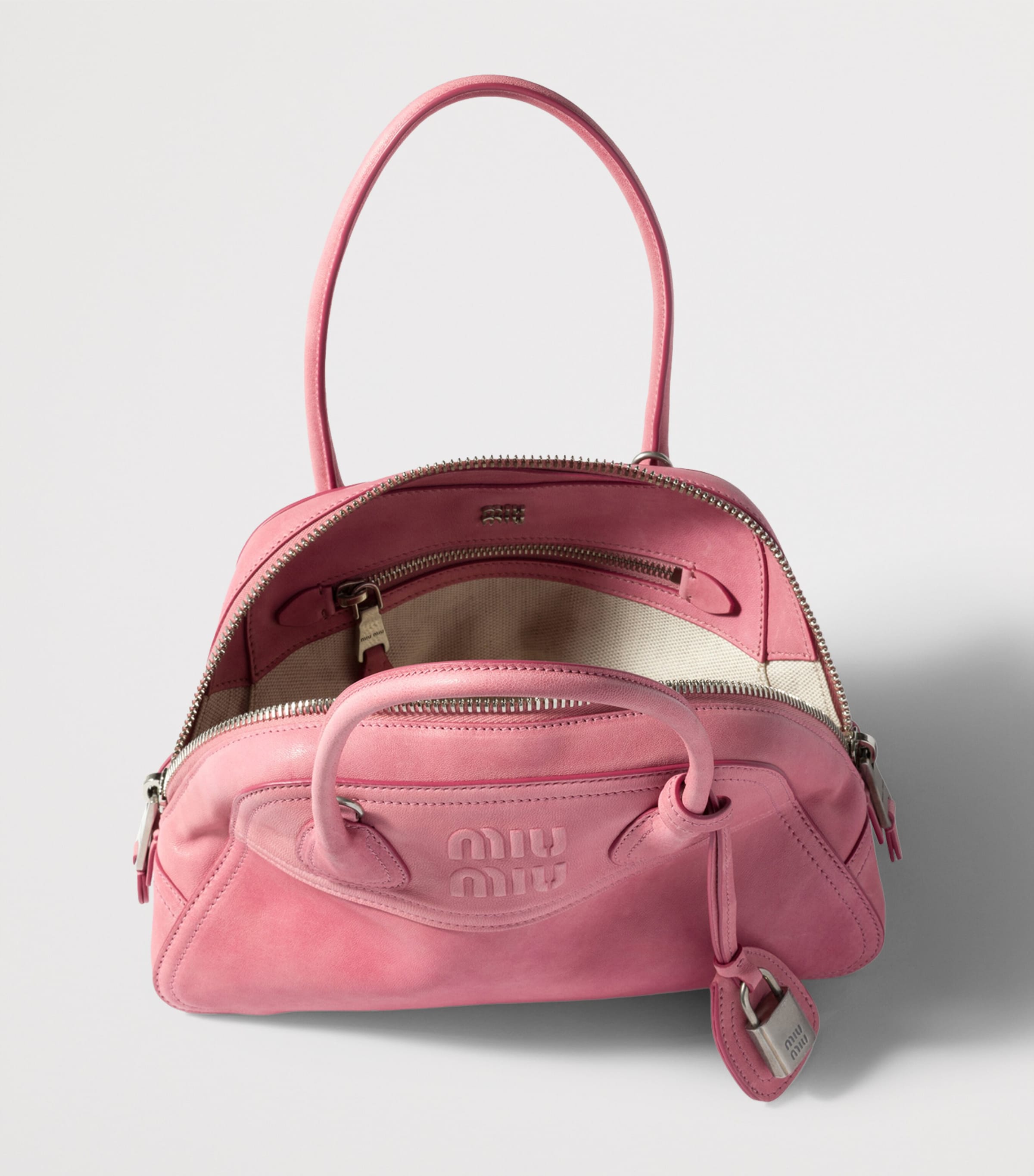 Miu Miu Nappa Leather Vivant Top-Handle Bag Pink Image 4