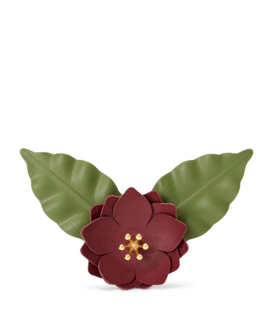 LOEWE x Paula’s Ibiza Leather Flower Pistil Pin Burgundy Image 1