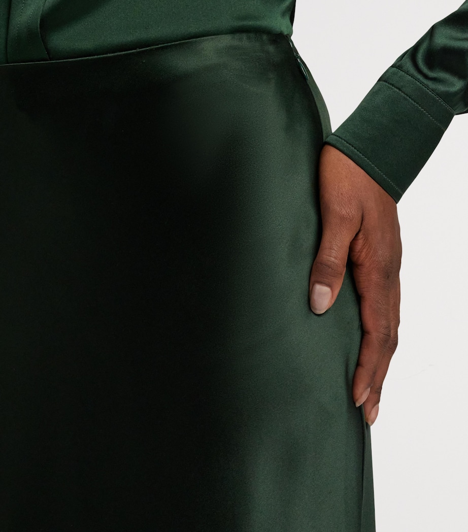 Stretch Satin Masina Maxi Skirt DARK RACING GREEN Image 10