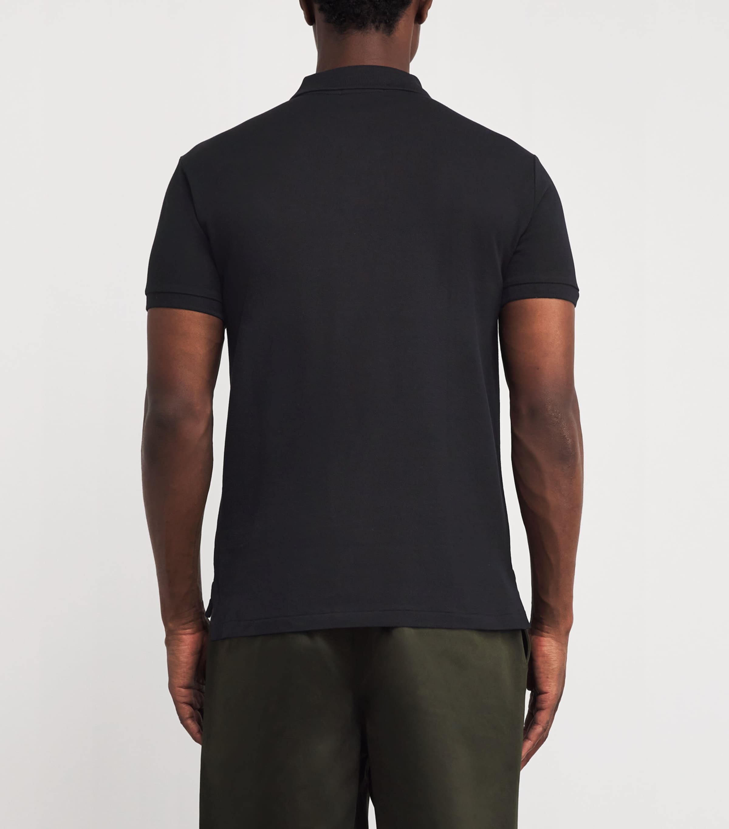 Cotton Mesh Slim-Fit Polo Shirt BLACK GREY Image 4