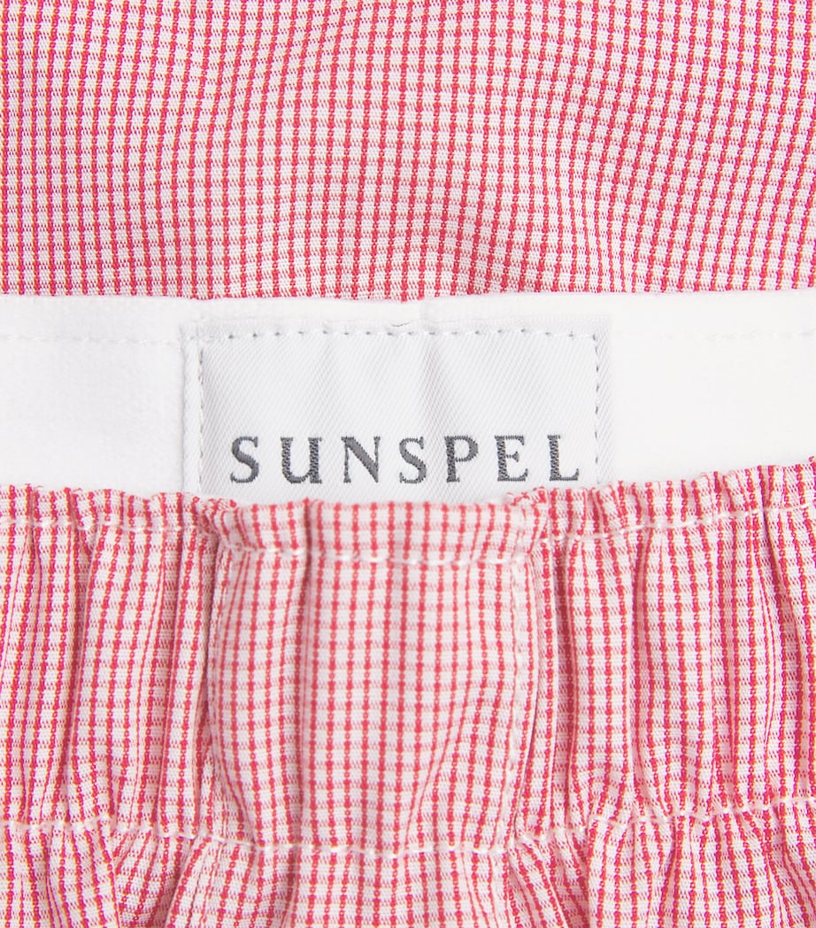 Sunspel Mens Cotton Classic Boxer Shorts White/red Micro Image 5