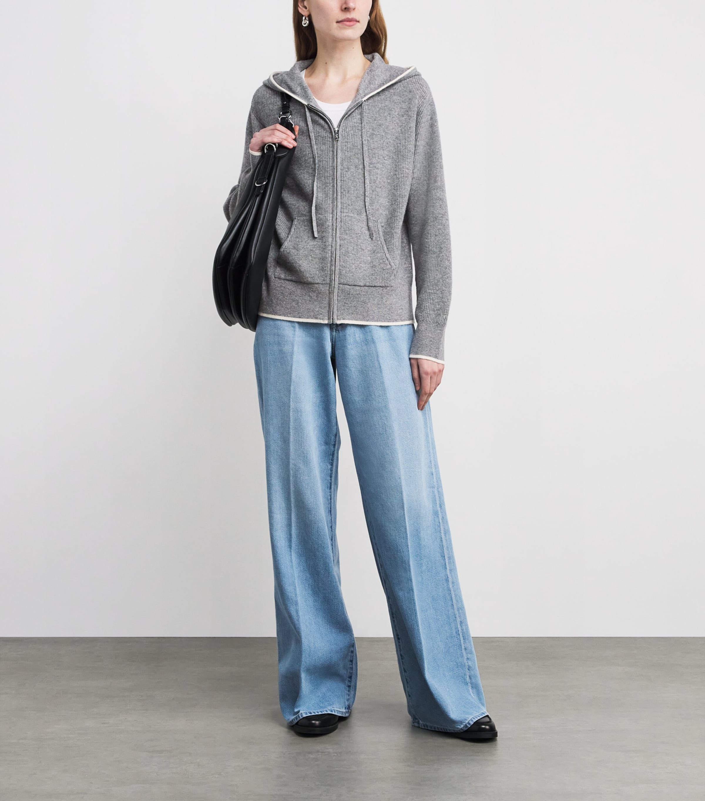 Wool Zip-Up Sweater GREY Image 2