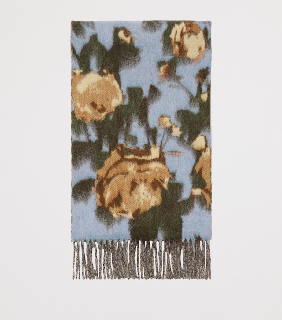 Burberry Wool-Blend Rose Scarf Dive Blue Image 4