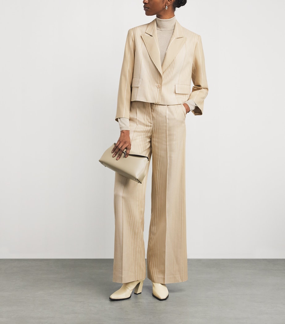 Embroidered Stripe Berlier Blazer AFFOGATO/IVORY Image 2