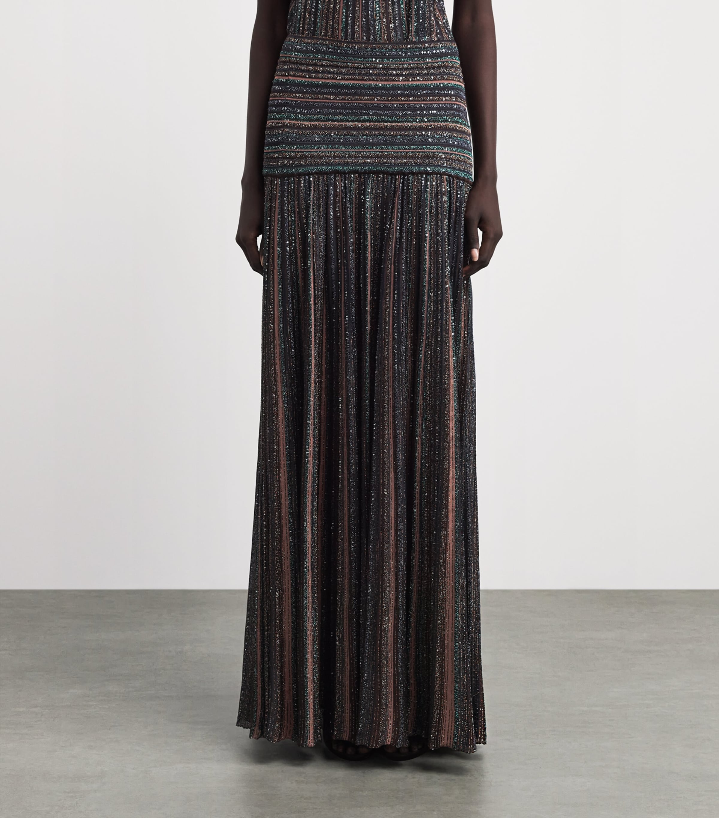 Missoni Womens Sequin-Embellished Stripe Maxi Skirt Drk Brown Tone Image 4