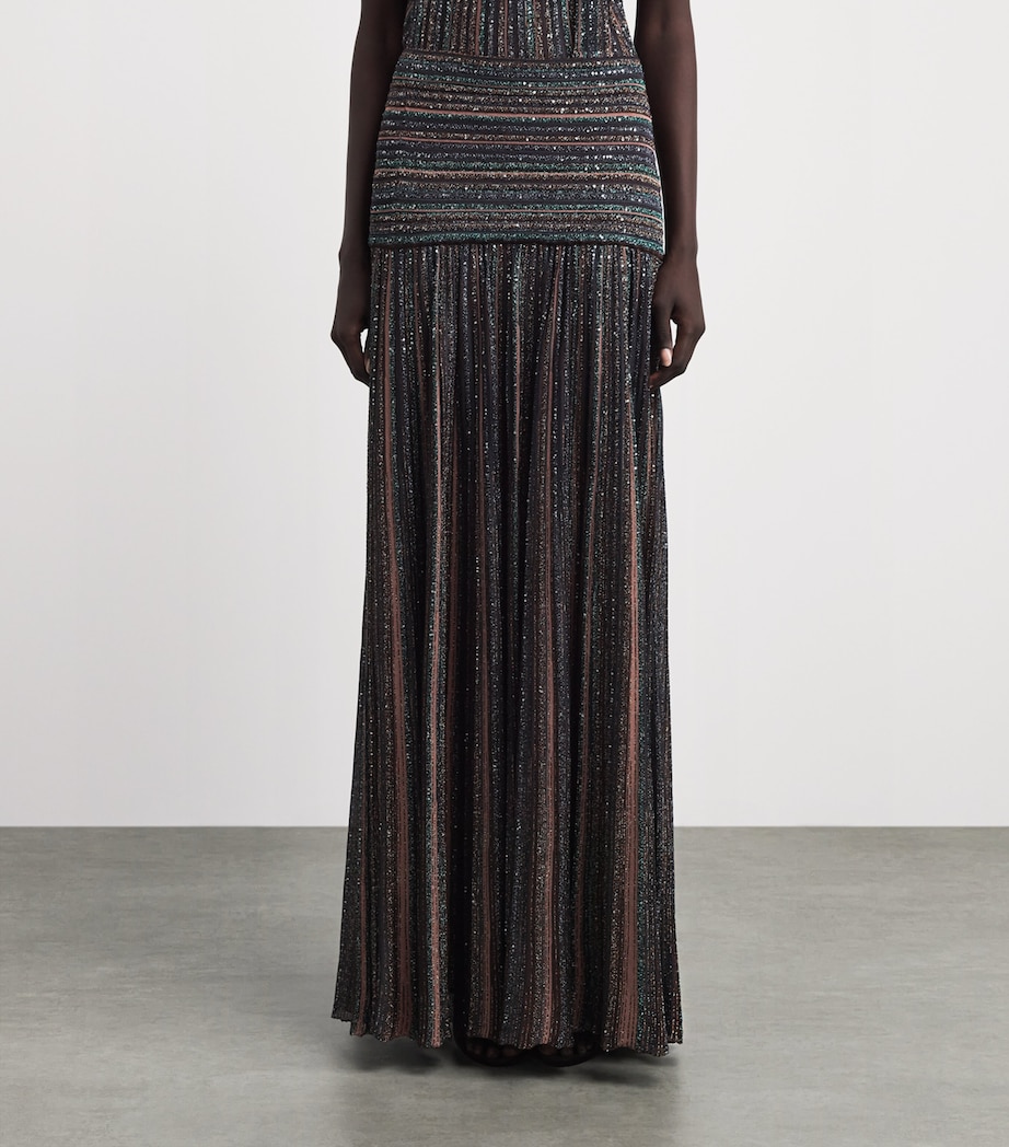 Missoni Womens Sequin-Embellished Stripe Maxi Skirt Drk Brown Tone Image 4