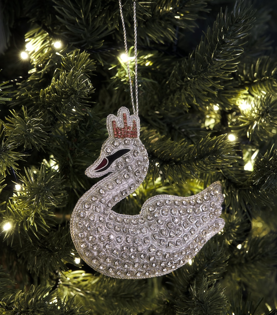 Tinker Tailor Crystal-Embellished Swan Tree Decoration Silver & Pink Image 3
