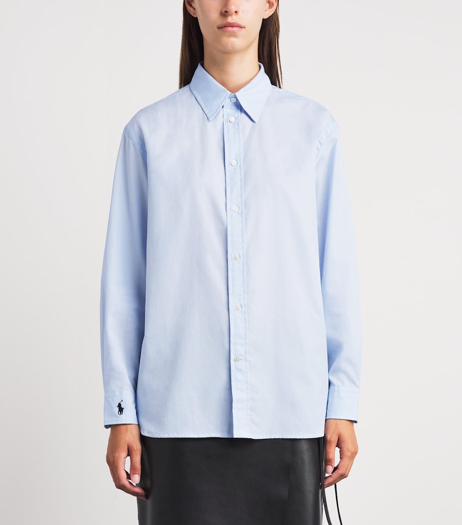 Polo Ralph Lauren Womens Cotton Oversized Shirt Light Blue Image 4