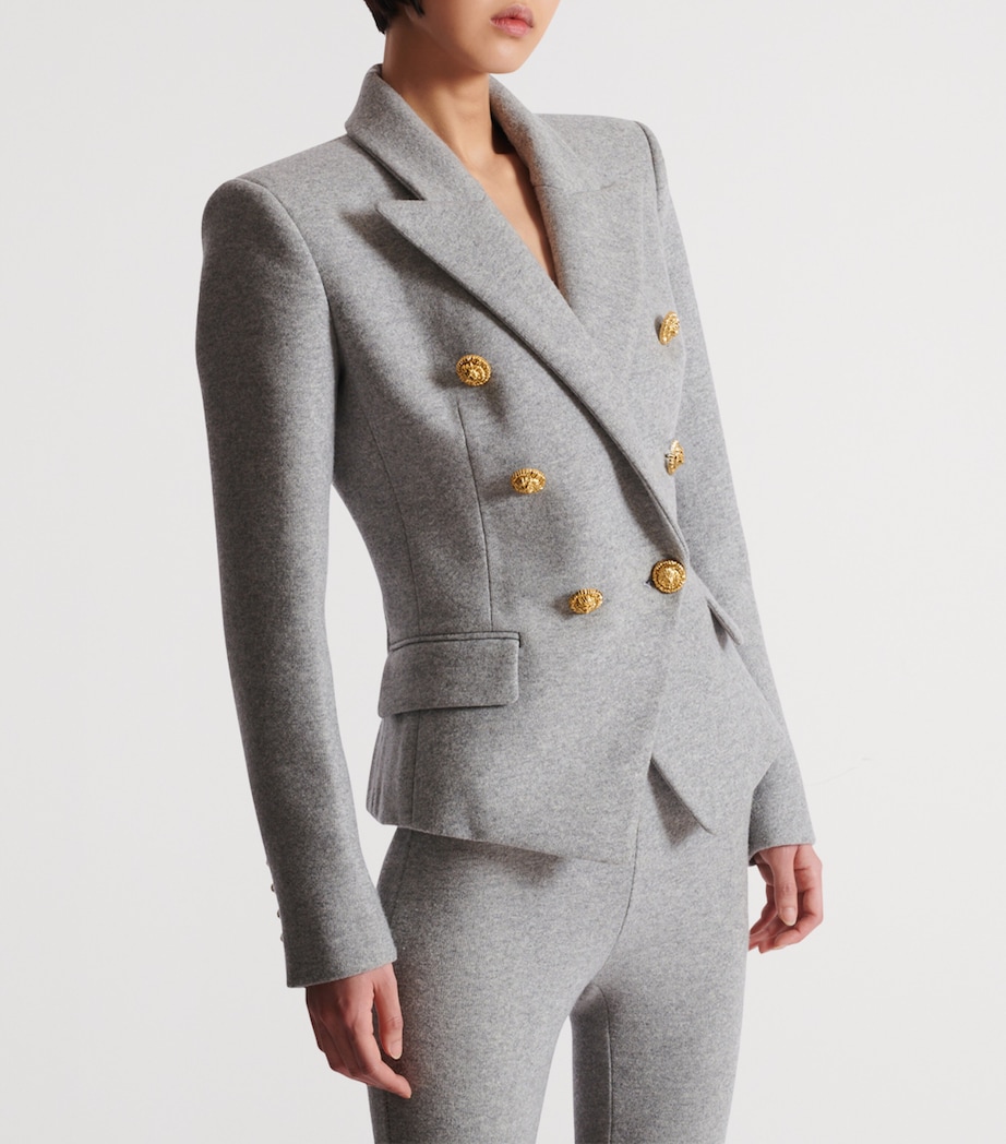 Wool-Blend Double-Breasted Blazer 9AD GRIS CHIN ECLAIR Image 2