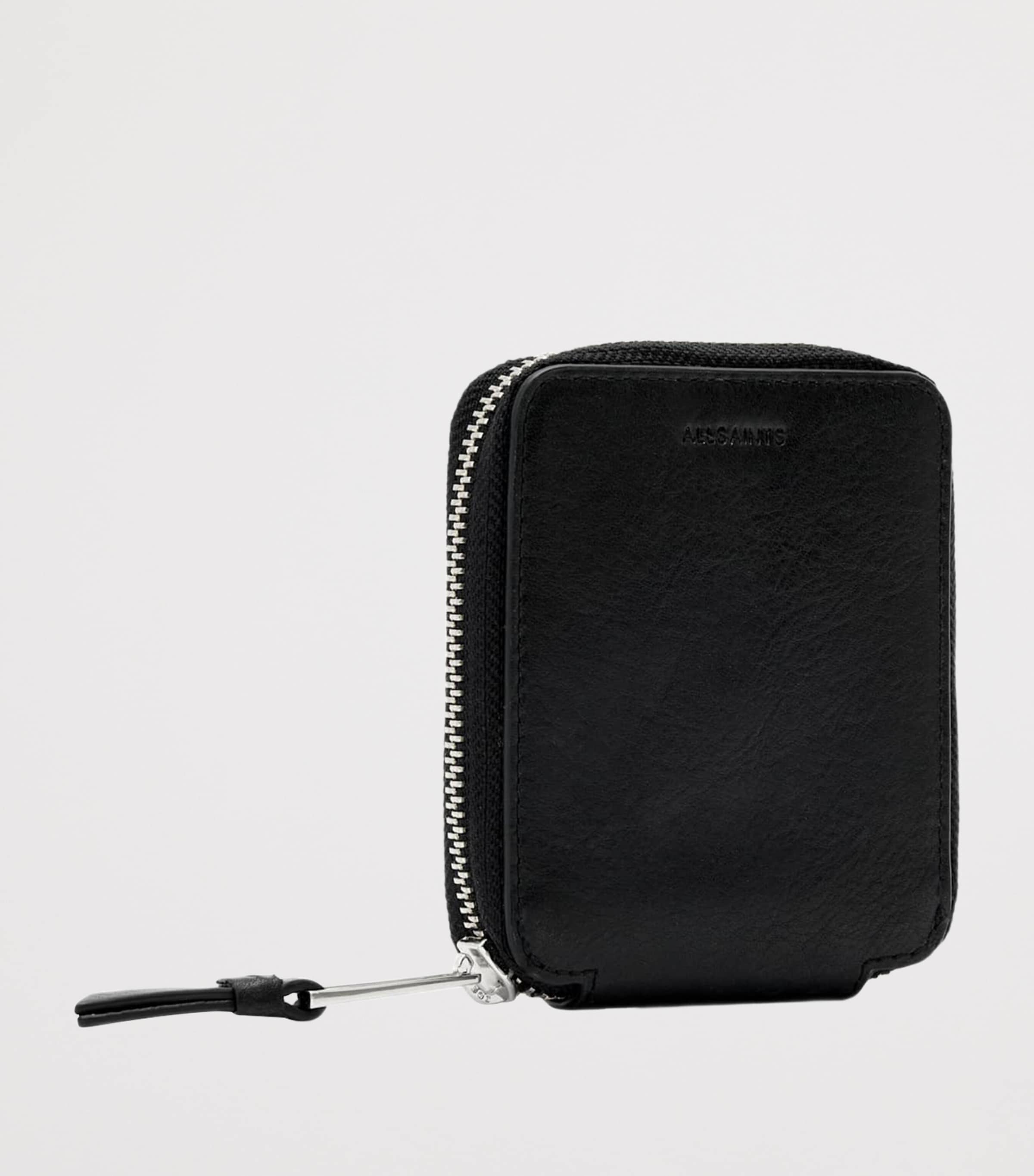 AllSaints Leather Clymer Zip-Fastened Wallet Black Image 3