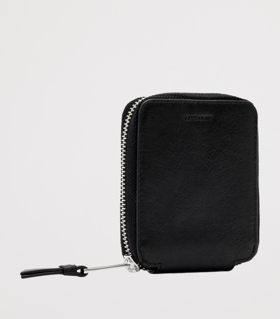 AllSaints Leather Clymer Zip-Fastened Wallet Black Image 3